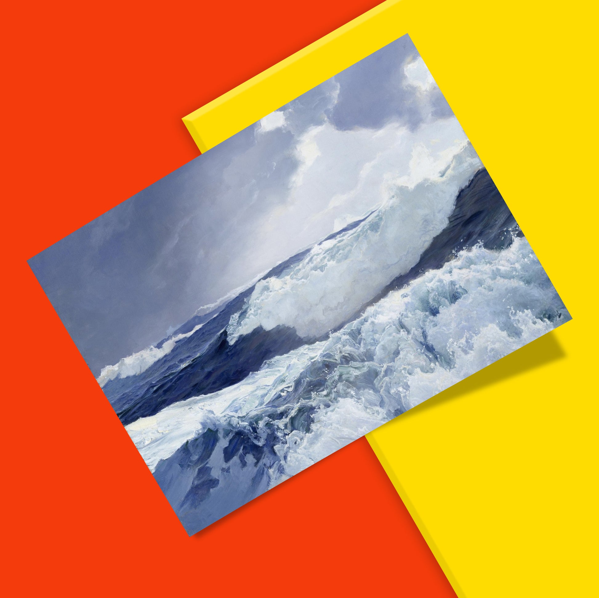 Frederick Judd Waugh ocean wall art print showing turbulent waves, white sea foam and a luminous sky