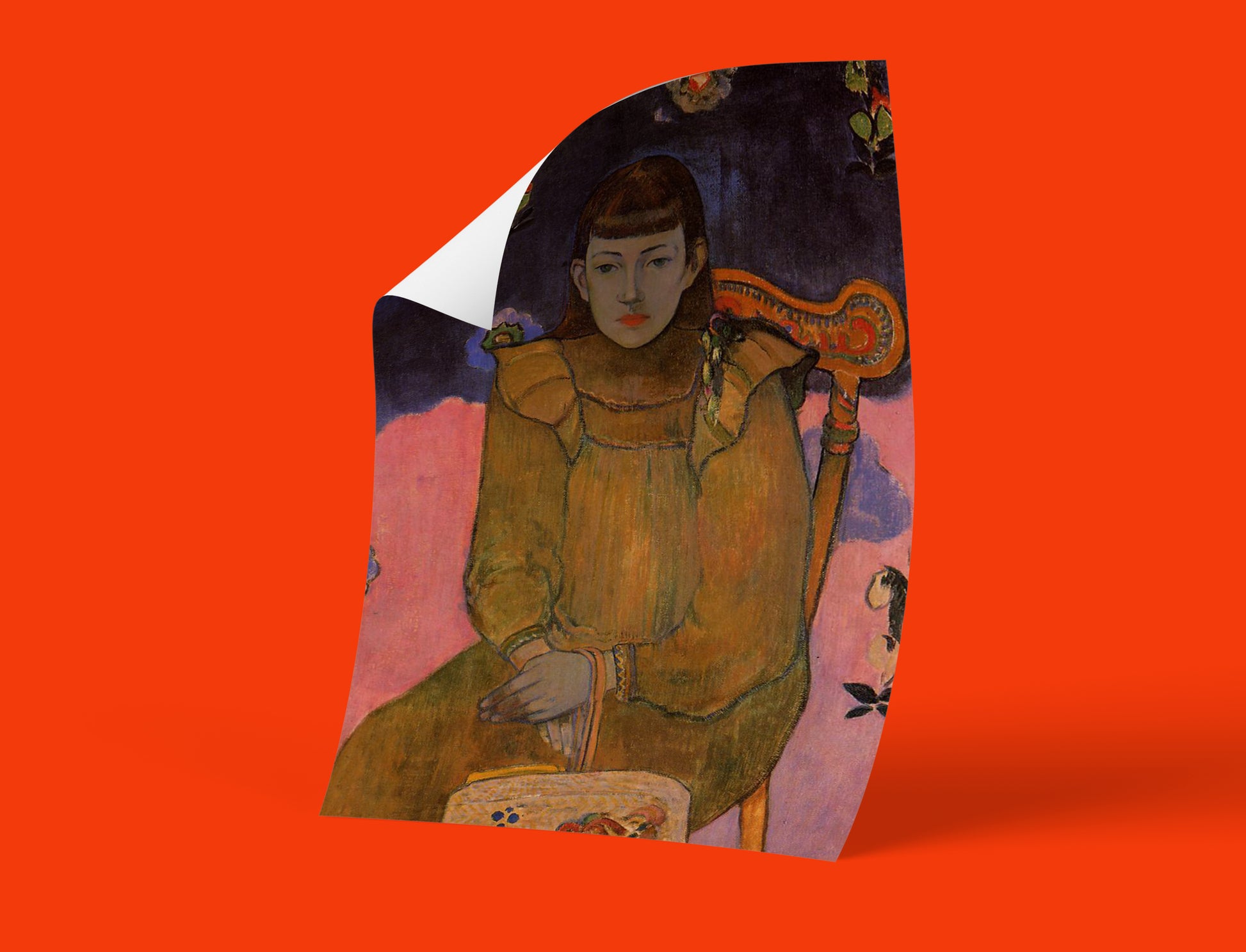 High-quality art poster of Gauguin's iconic Tahitian portrait, ideal for modern and classic interiors.