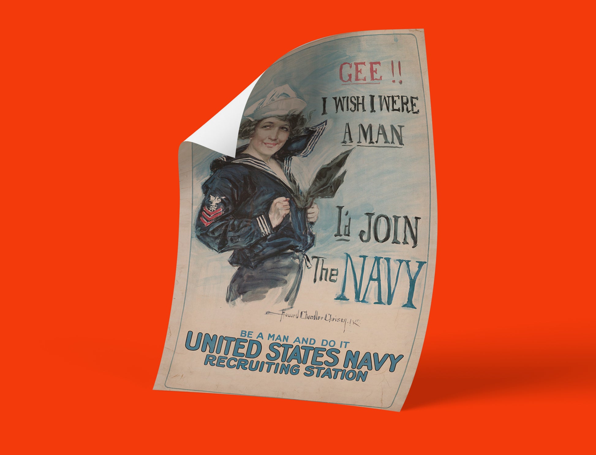 Gee!! I Wish I Were a Man” classic American propaganda artwork reimagined as a modern wall art print.