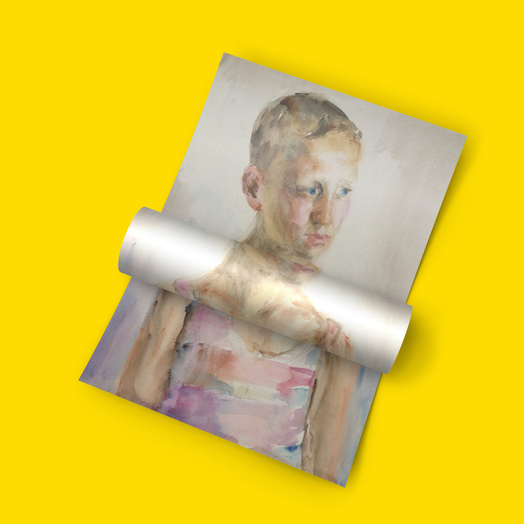 Polish Jewish artist Gela Seksztajn Portrait of a Boy, framed fine art print for home décor, museum-quality wall art on FSC-certified paper