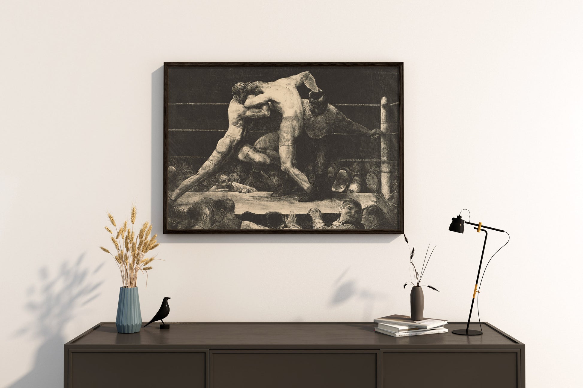 Framed art print of George Bellows’ A Stag at Sharkey’s – premium boxing wall decor for modern interiors
