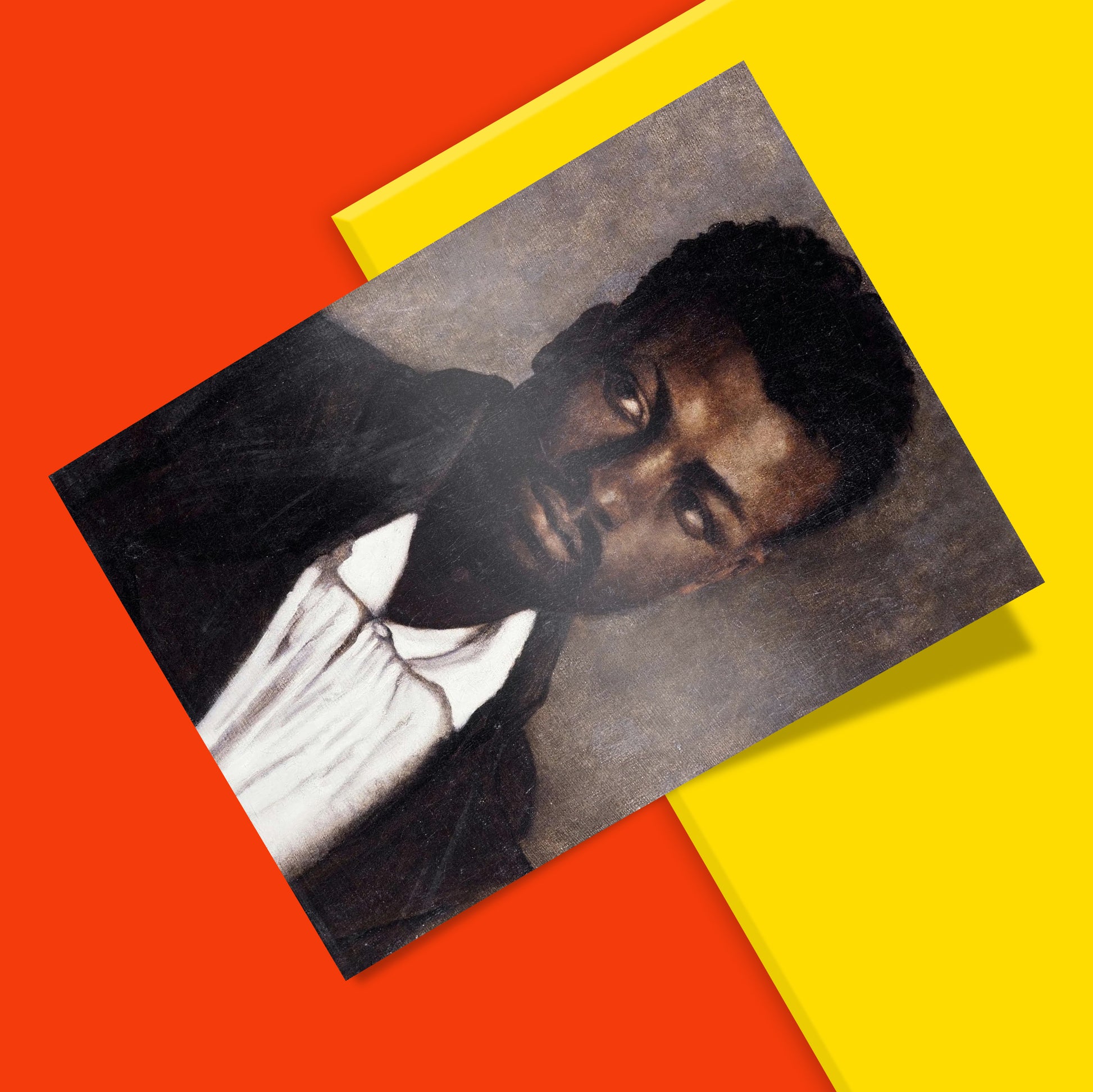 Close-up detail of Théodore Géricault Portrait of a Black Man showing 12-colour giclée printing quality and brushwork detail