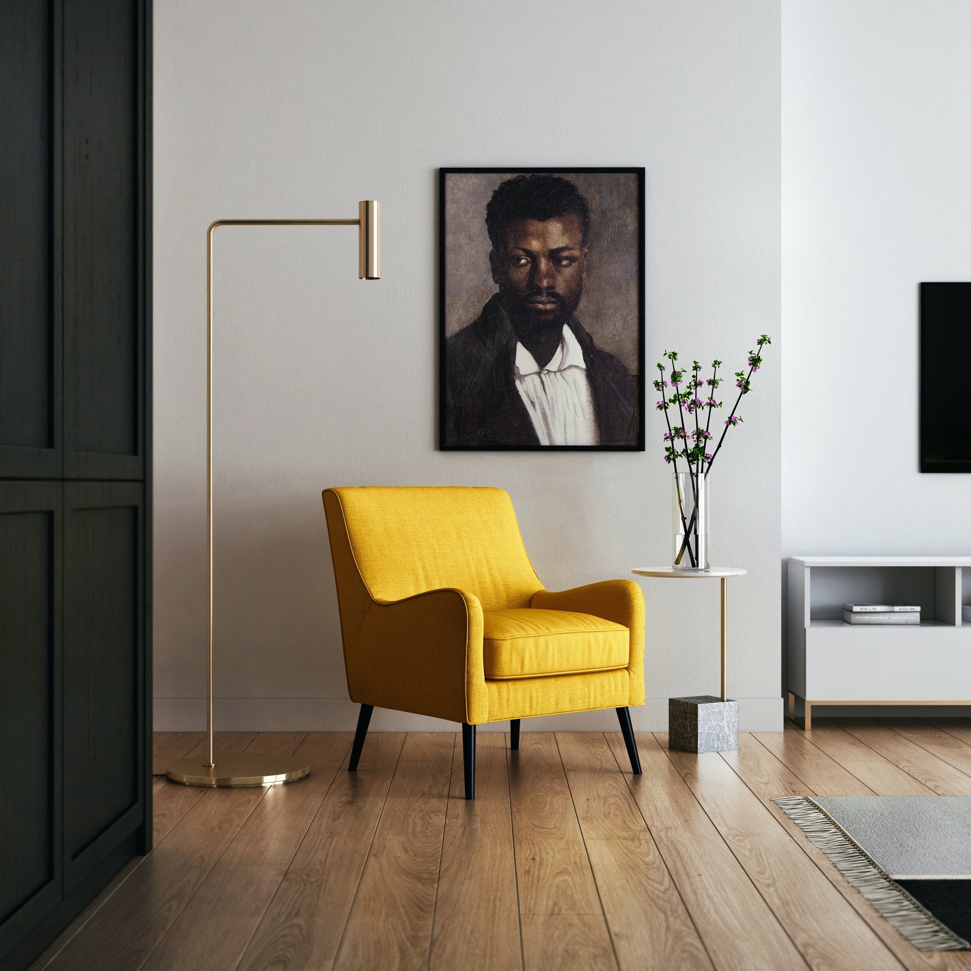 Théodore Géricault Portrait of a Black Man art print displayed as elegant wall art in modern living room interior