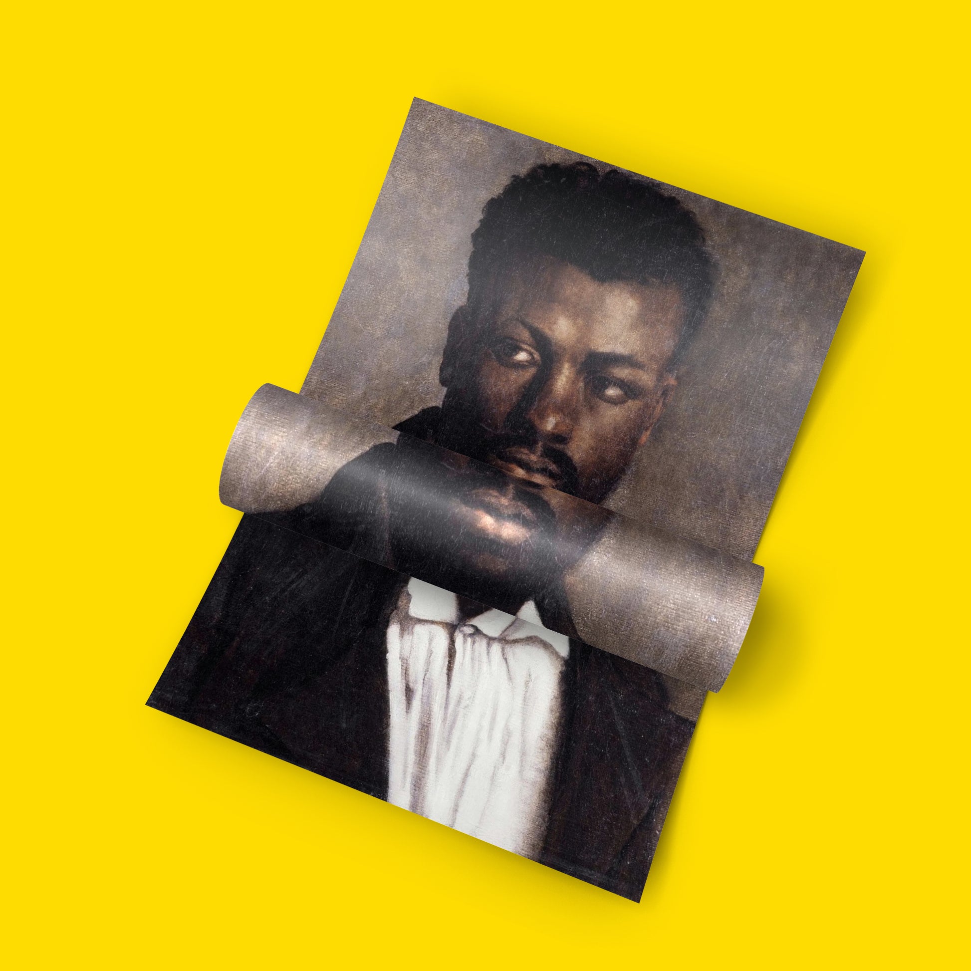 Size comparison guide for Théodore Géricault Portrait of a Black Man fine art prints showing available dimensions for wall art