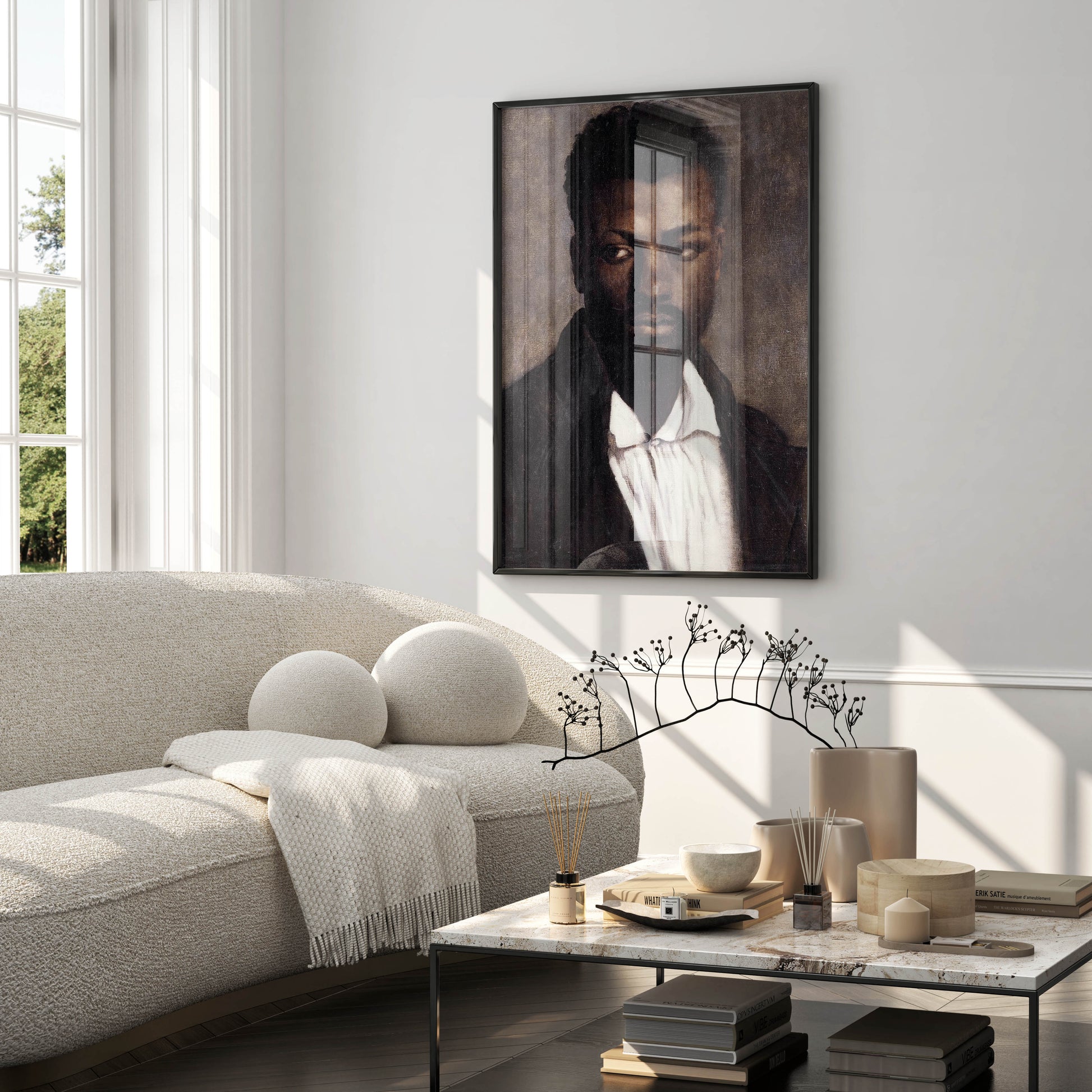 Théodore Géricault Portrait of a Black Man displayed in curated gallery wall with 19th century fine art prints and classic wall art