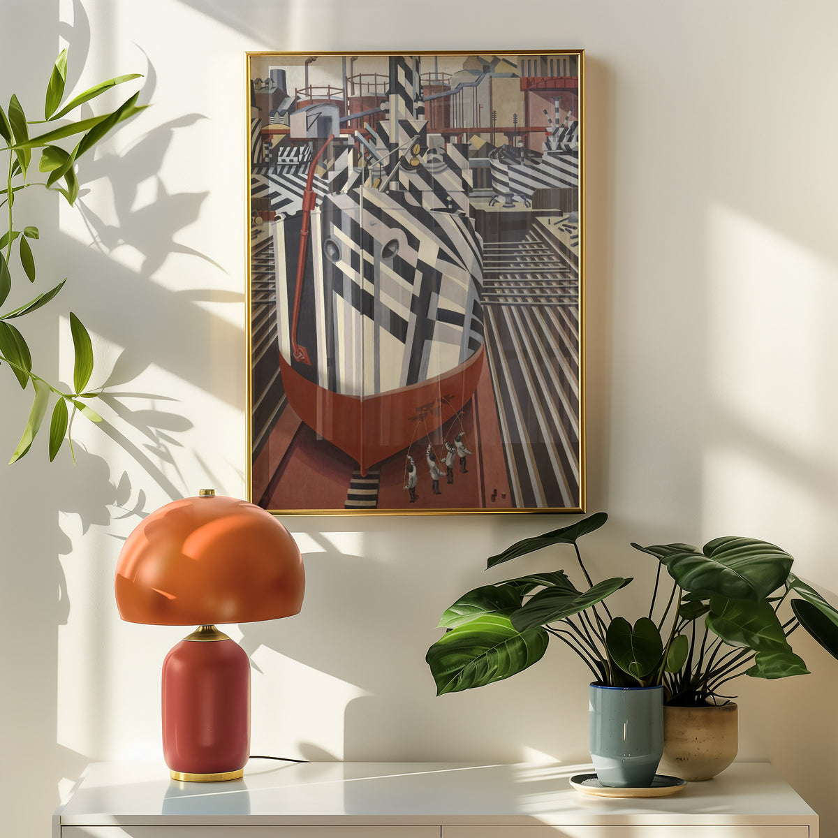 Giclée fine art poster of Dazzle-ships in Drydock at Liverpool, printed in 12 colours on matte 200 gsm FSC-certified paper