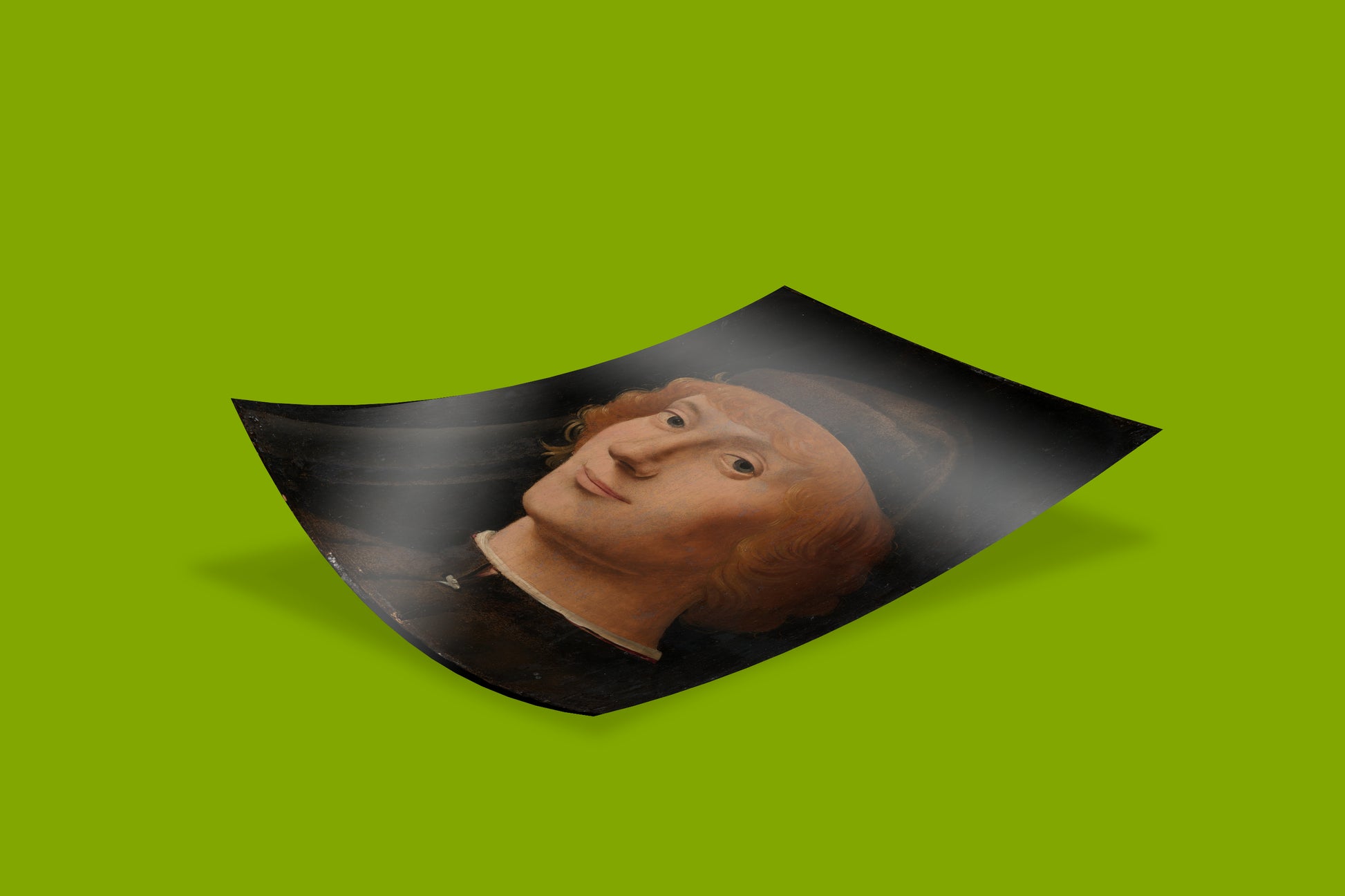 Close-up of a high-definition giclée art print of Antonello da Messina's famous portrait, showcasing ultra-sharp clarity.
