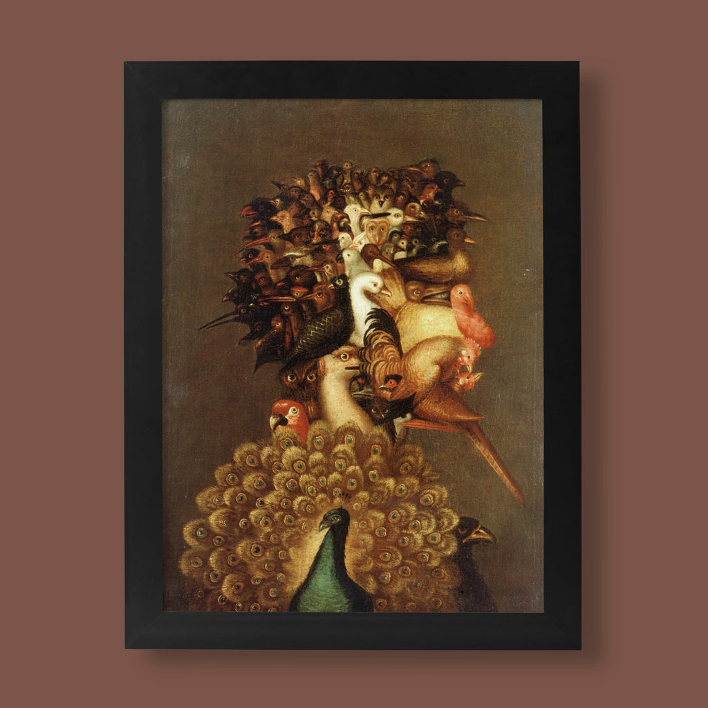 Giuseppe Arcimboldo Air fine art print showing composite portrait made of birds, premium giclée wall art poster for home decor and interior design