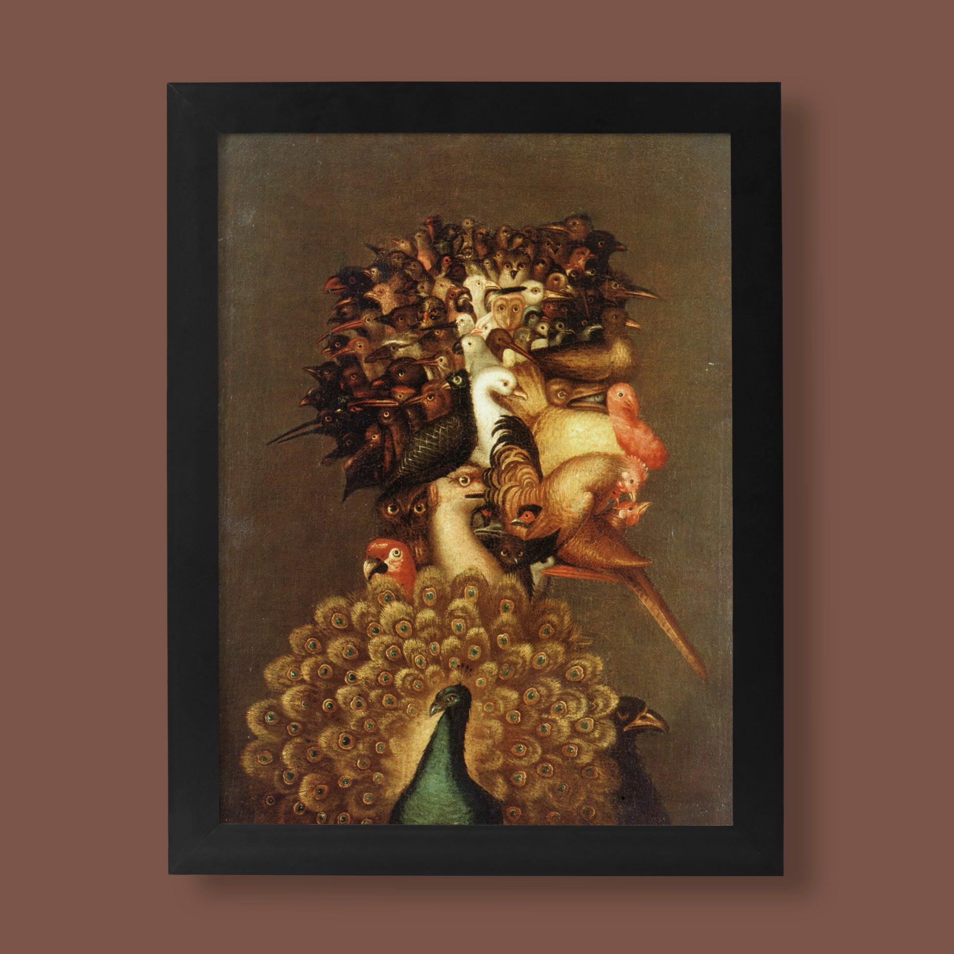 Giuseppe Arcimboldo Air fine art print showing composite portrait made of birds, premium giclée wall art poster for home decor and interior design