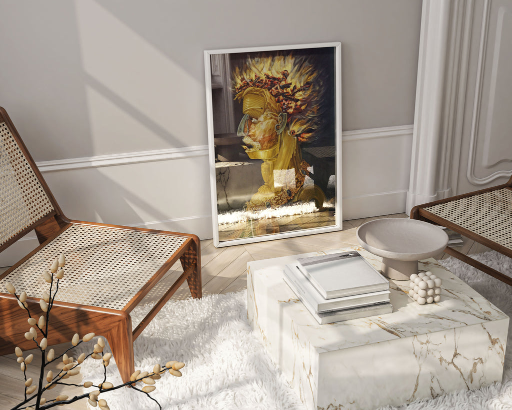 Framed Arcimboldo Fire painting reproduction - premium wall art print in decorative frame, Italian Renaissance masterpiece home decor ideal for living room, office or gallery wall display