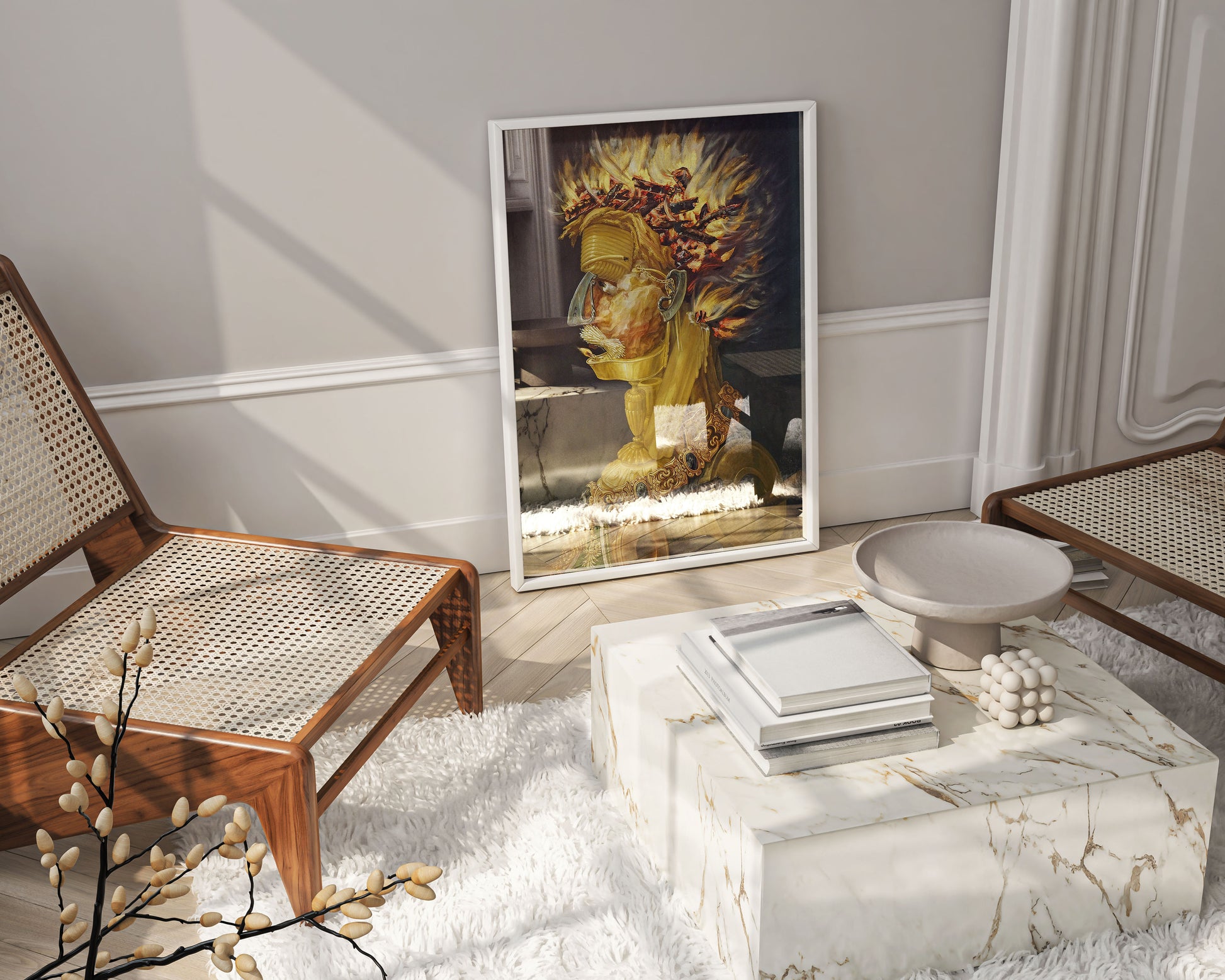 Framed Arcimboldo Fire painting reproduction - premium wall art print in decorative frame, Italian Renaissance masterpiece home decor ideal for living room, office or gallery wall display