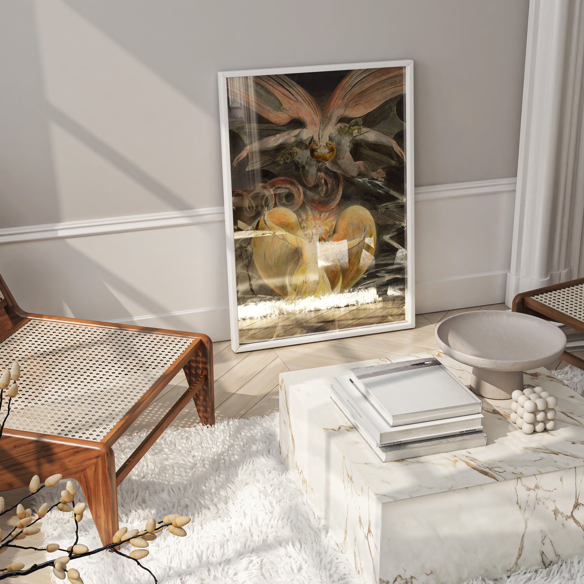 William Blake Great Red Dragon wall art giclée print, Book of Revelation visionary artwork, UK fine art poster