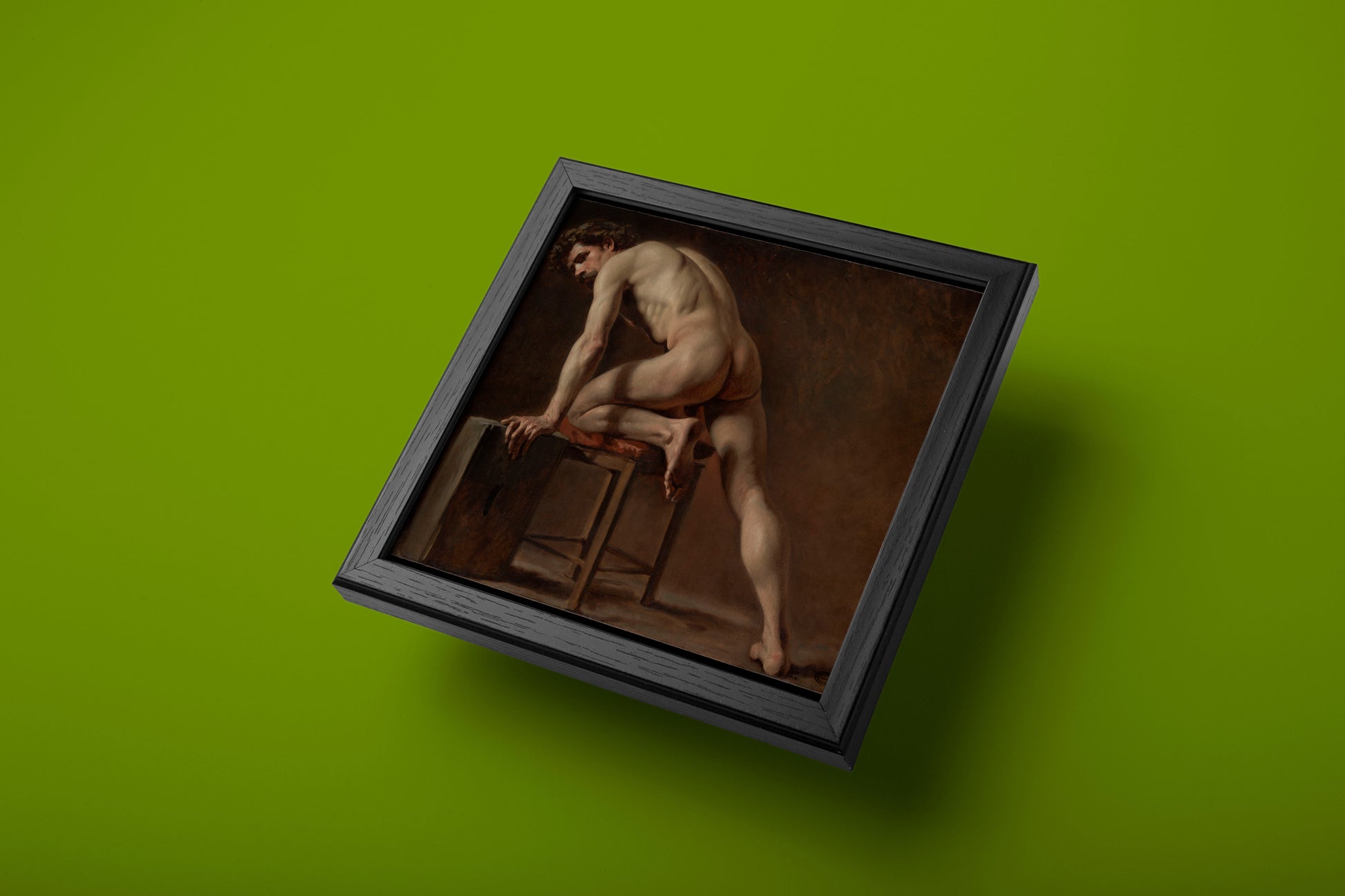 High-quality giclée fine art poster of Gustave Courbet's "Study of a Nude Man," showcasing the artist's masterful use of light and shadow.