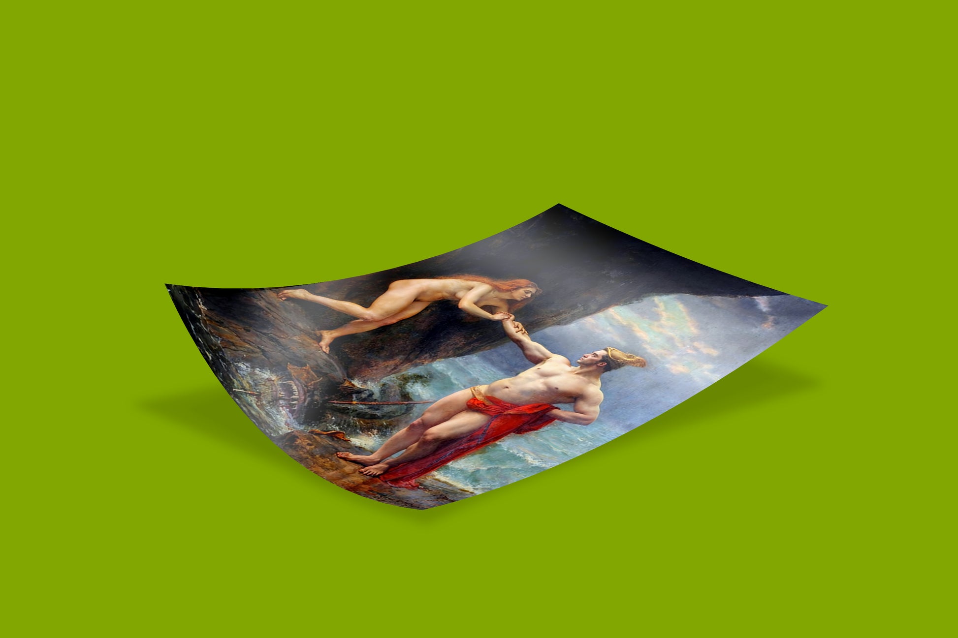 High resolution print of  "Perseus Freeing Andromeda" painting, highlighting the rich colours and smooth matte finish of this premium fine art reproduction.
