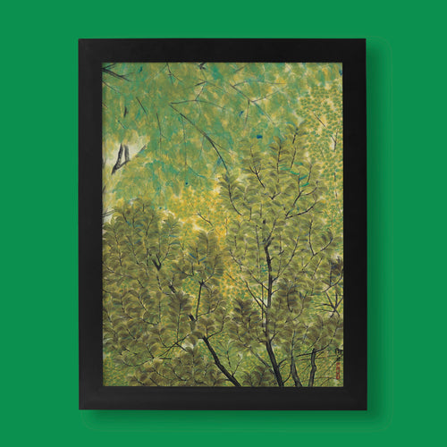 Gyoshū Hayami New Leaves Nihonga fine art print of green tree canopy, Japanese wall art