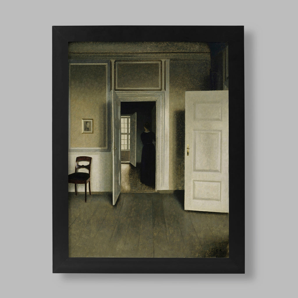 Vilhelm Hammershøi Interior from the Home of the Artist fine art print reproduction, Danish minimalist painting perfect for Scandinavian wall decor and modern interiors
