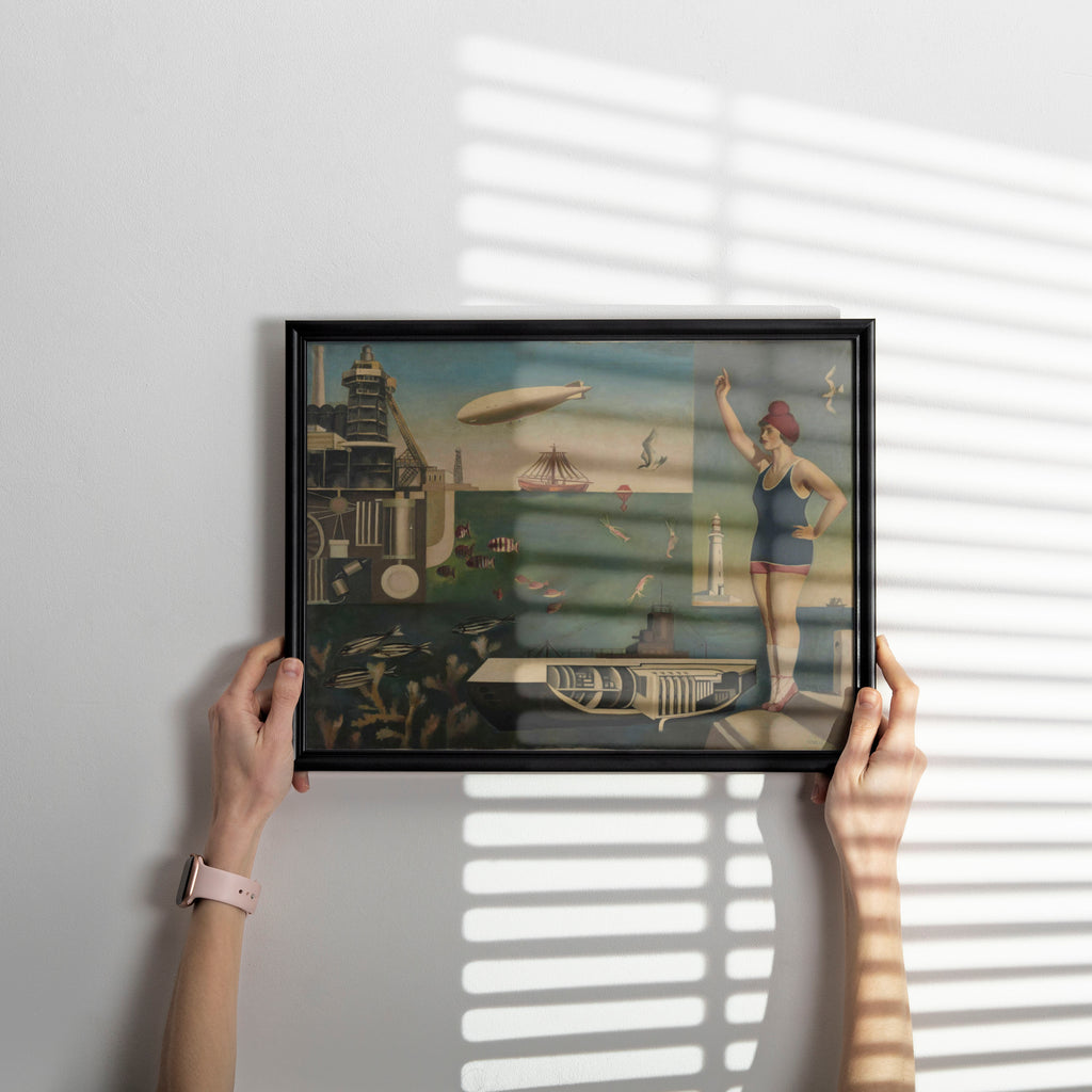 Buy a fine art print of Sea by Japanese surrealist painter Harue Koga, high-quality giclée reproduction on 200gsm matte paper