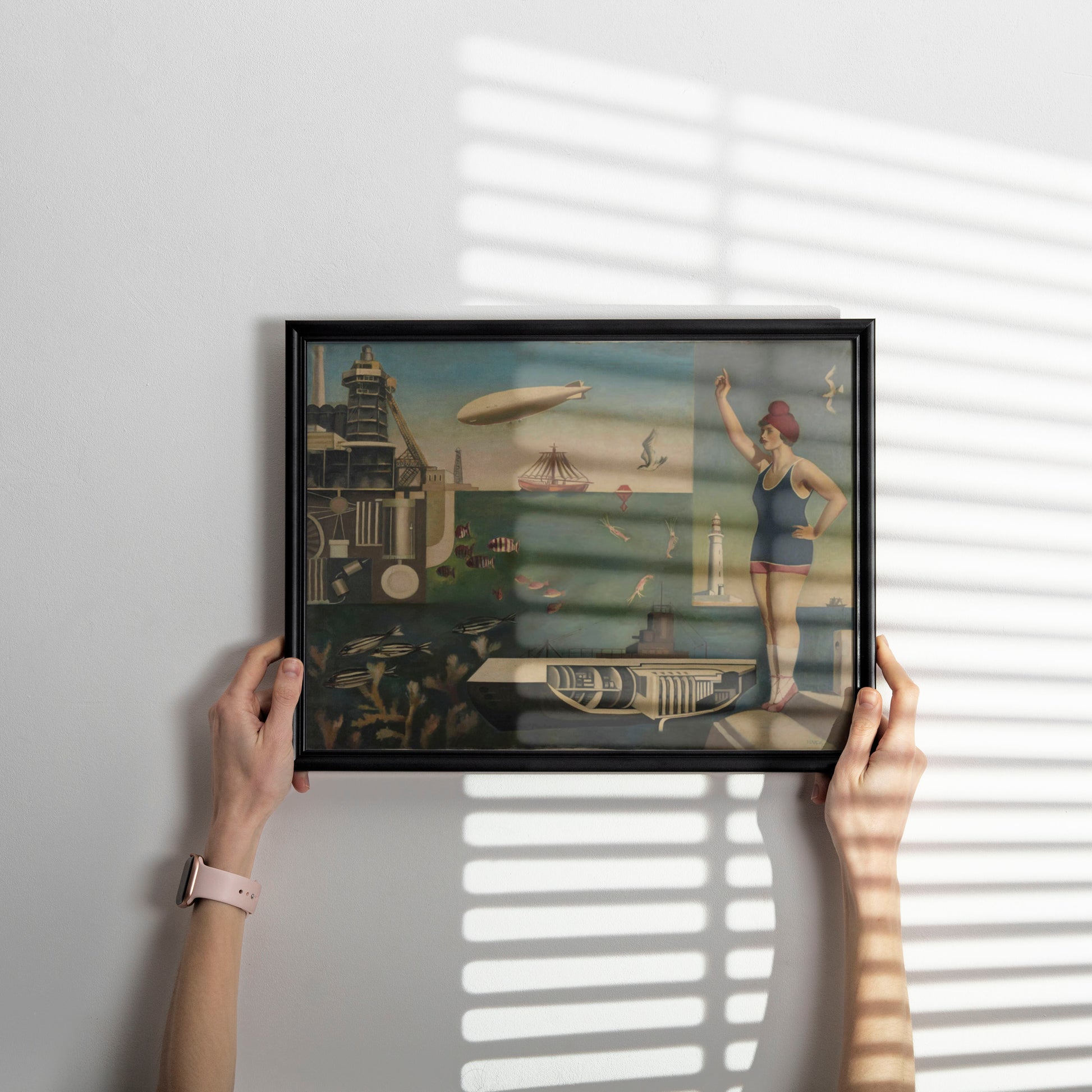 Buy a fine art print of Sea by Japanese surrealist painter Harue Koga, high-quality giclée reproduction on 200gsm matte paper