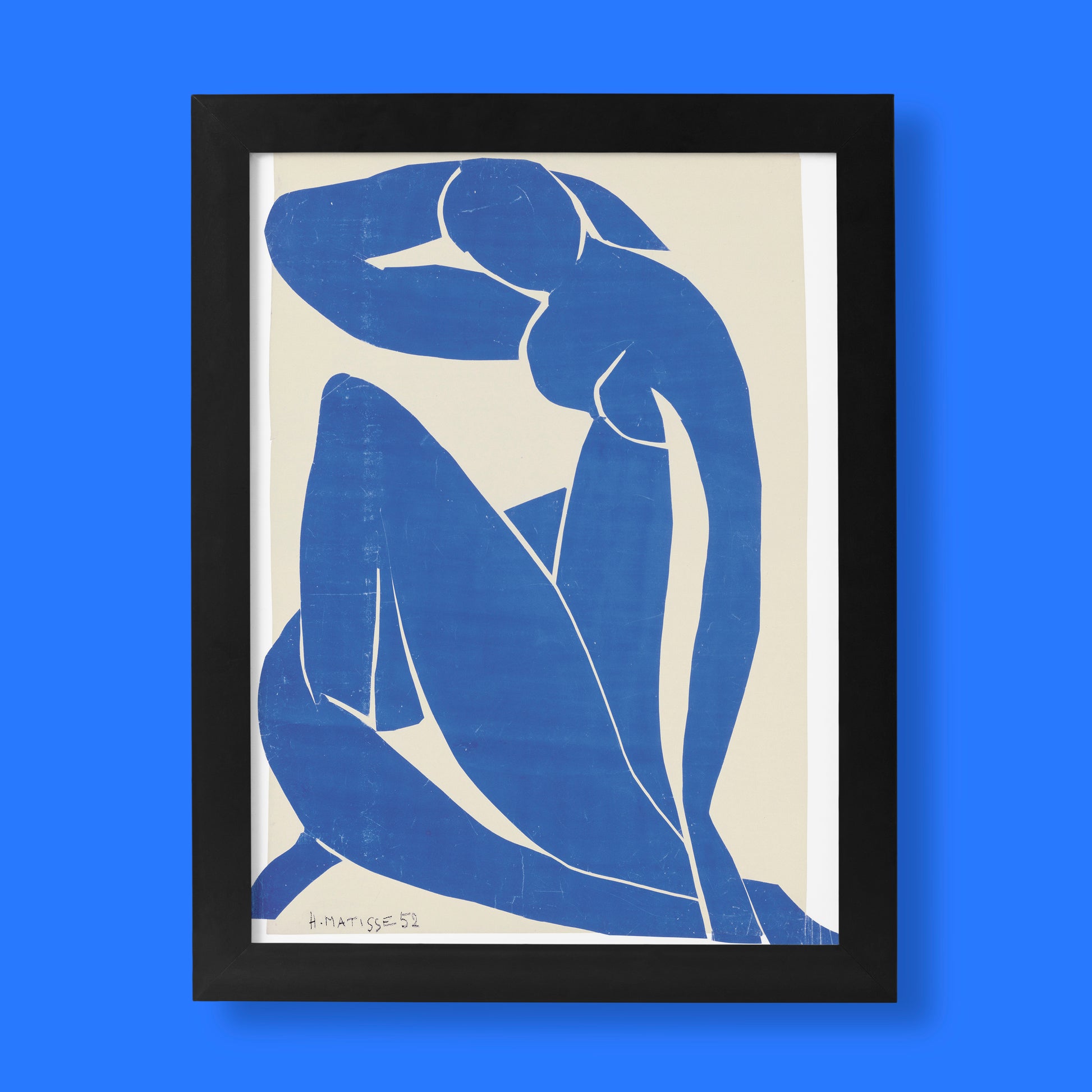 Henri Matisse Blue Nude II fine art print - iconic 1952 paper cut-out artwork in cobalt blue on cream background