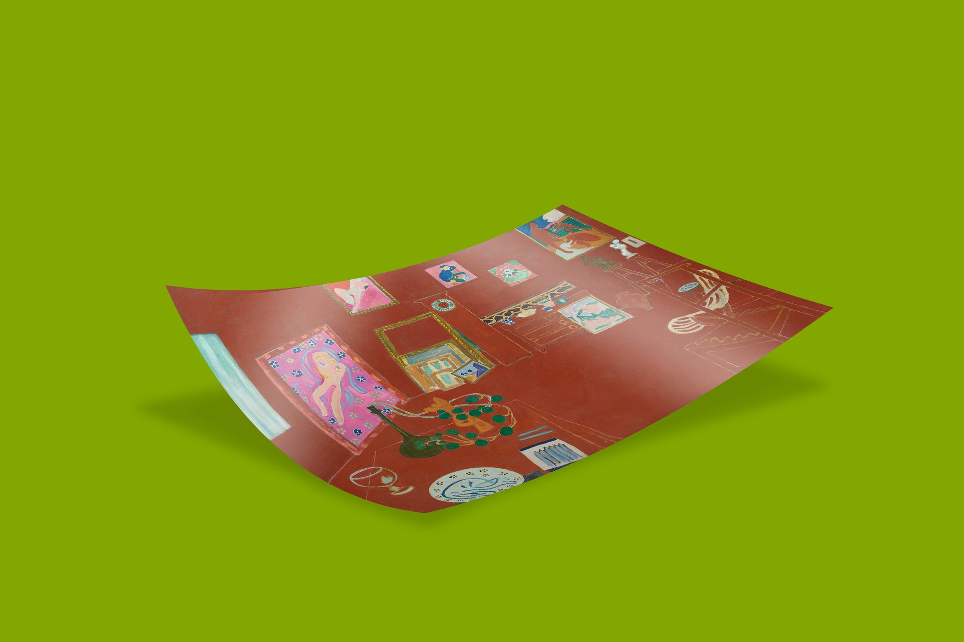 Henri Matisse Red Studio giclée art print depicting the French artists Issy les Moulineaux studio in revolutionary monochromatic red