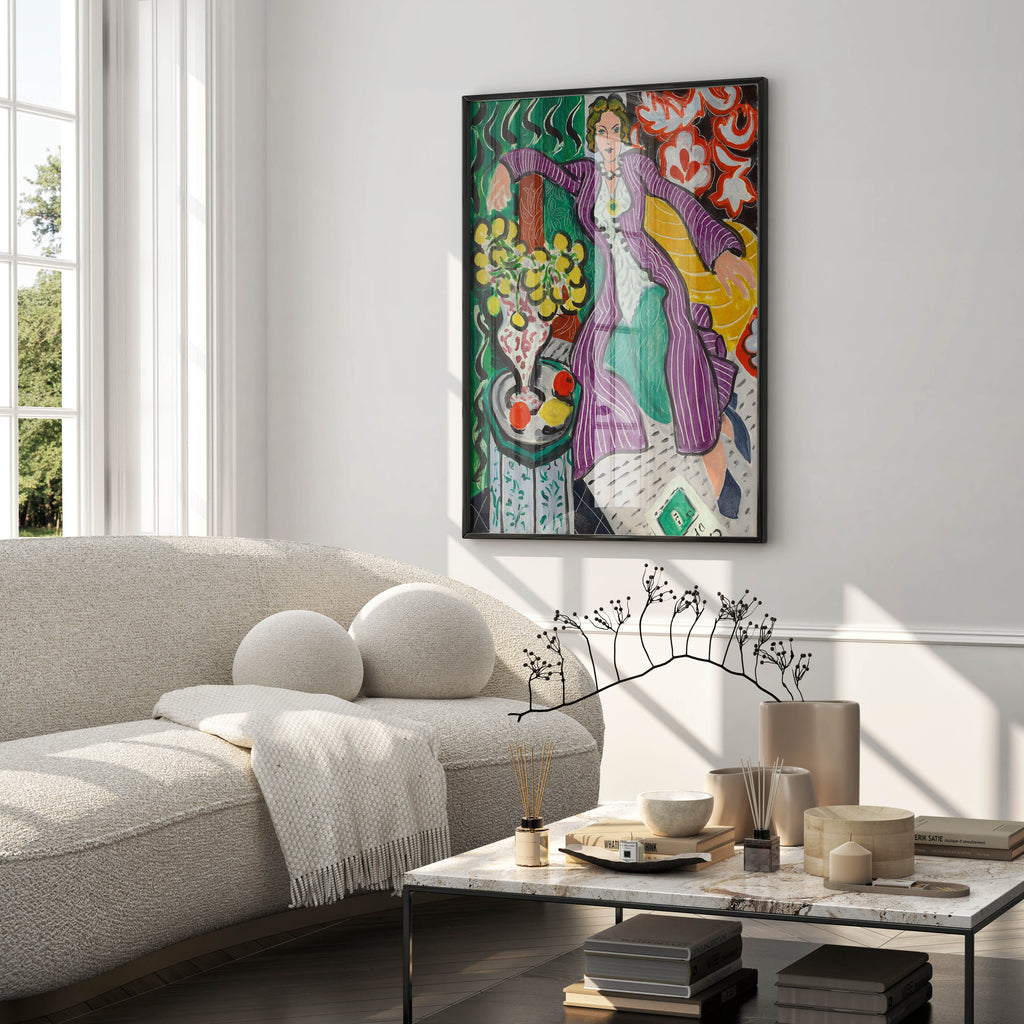 Woman in a Purple Coat Matisse giclée art print, 12-colour printing technology, luxury wall decor for art collectors and enthusiasts