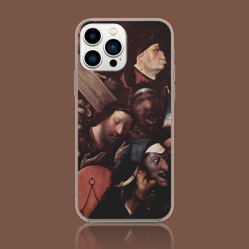 Hieronymus Bosch Christ Carrying the Cross phone case from ARTSNOB, featuring a famous Dutch master Renaissance fine art painting on a durable, protective iPhone cover.