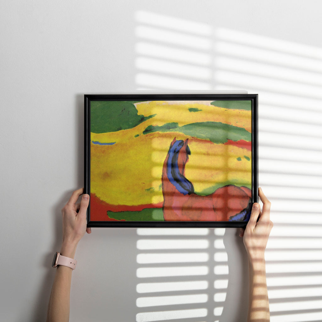 Framed Franz Marc horse painting print showing premium quality art prints for wall decor in minimalist contemporary frame