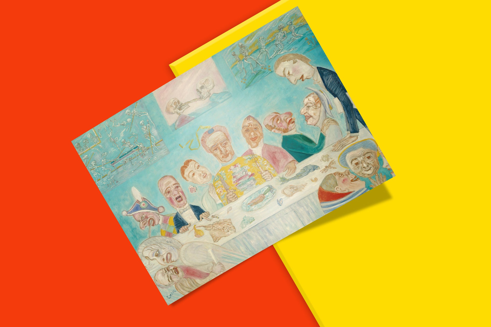 Full view of the "Comical Repast" print, a satirical modern art piece perfect for art lovers and designers, available as a high-quality art print.