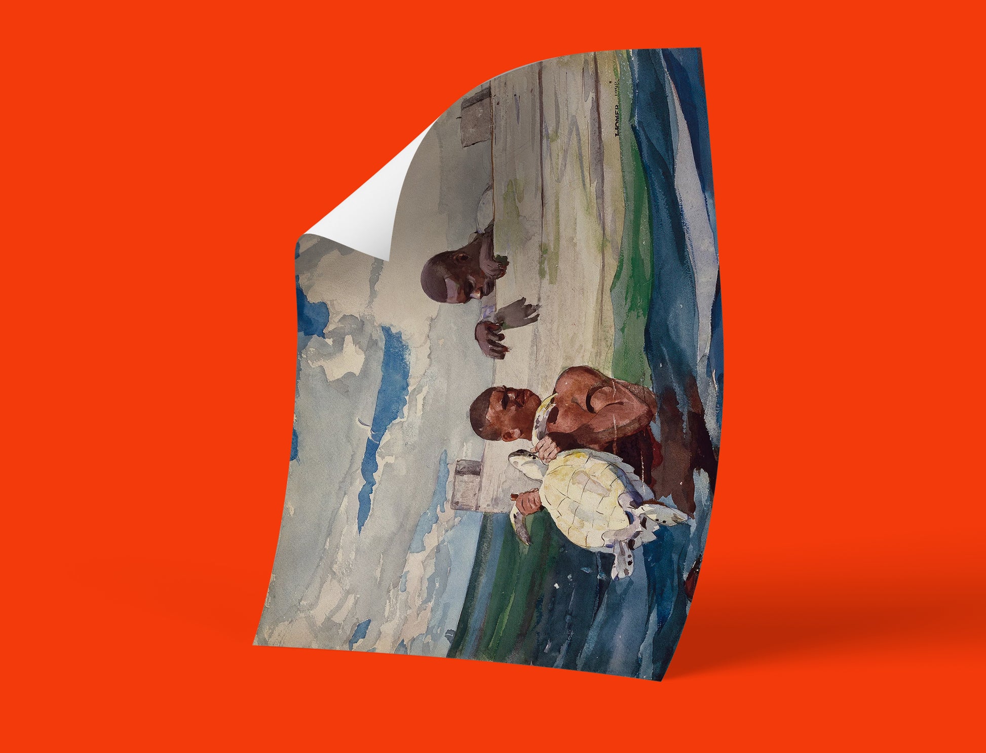 High-quality giclée print of Winslow Homer's iconic watercolour painting, "The Turtle Pound," a masterpiece of American art.
