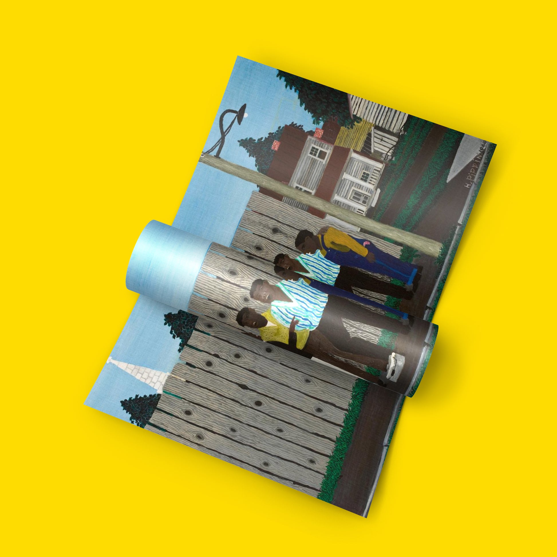 Vintage American art print, Horace Pippin Harmonizing 1944, self-taught Black artist, collectible fine art poster for wall display