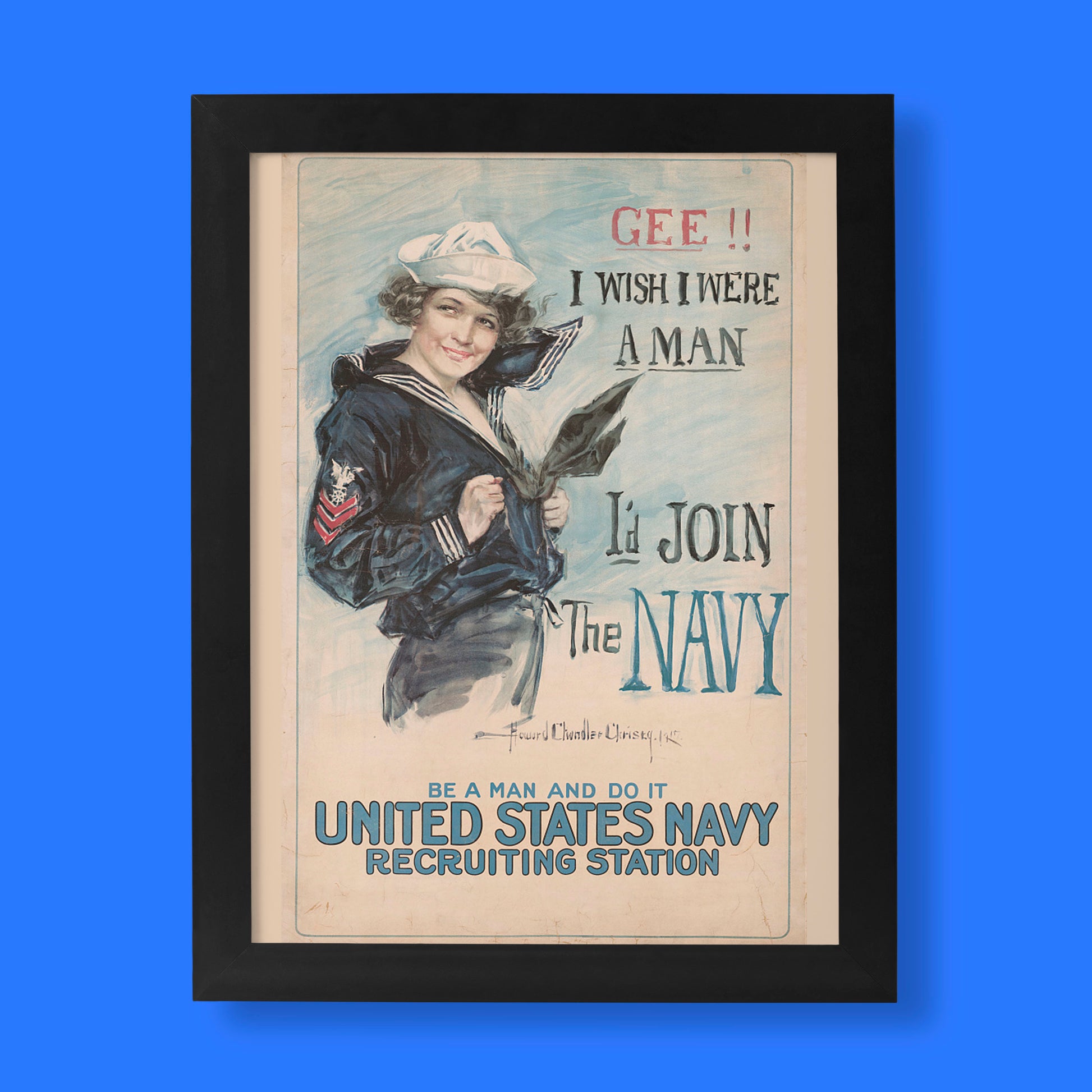 Howard Chandler Christy’s vintage Navy recruitment poster as a high-quality fine art print for home or office wall decor.