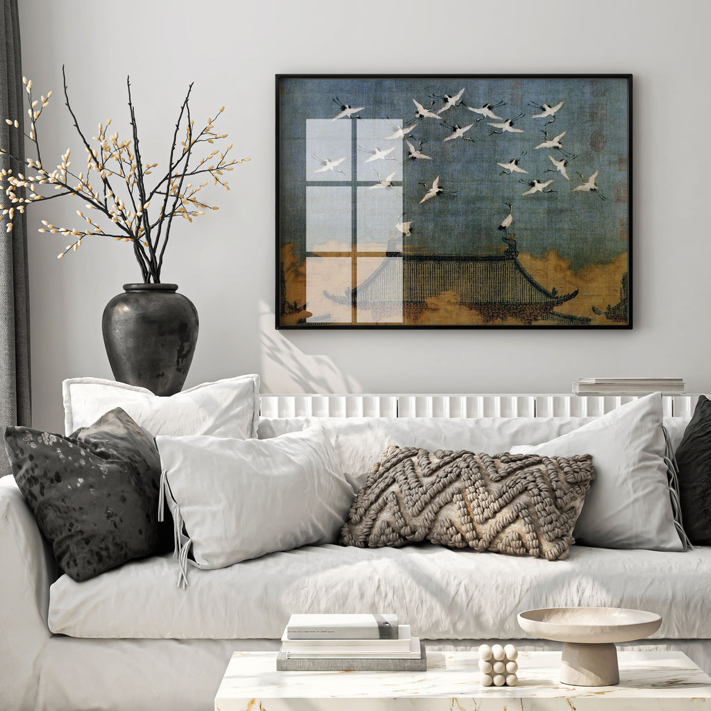 Northern Song Dynasty crane painting art print by Emperor Huizong 1112 CE a masterpiece of Chinese imperial art now available as a high-quality giclée wall art print