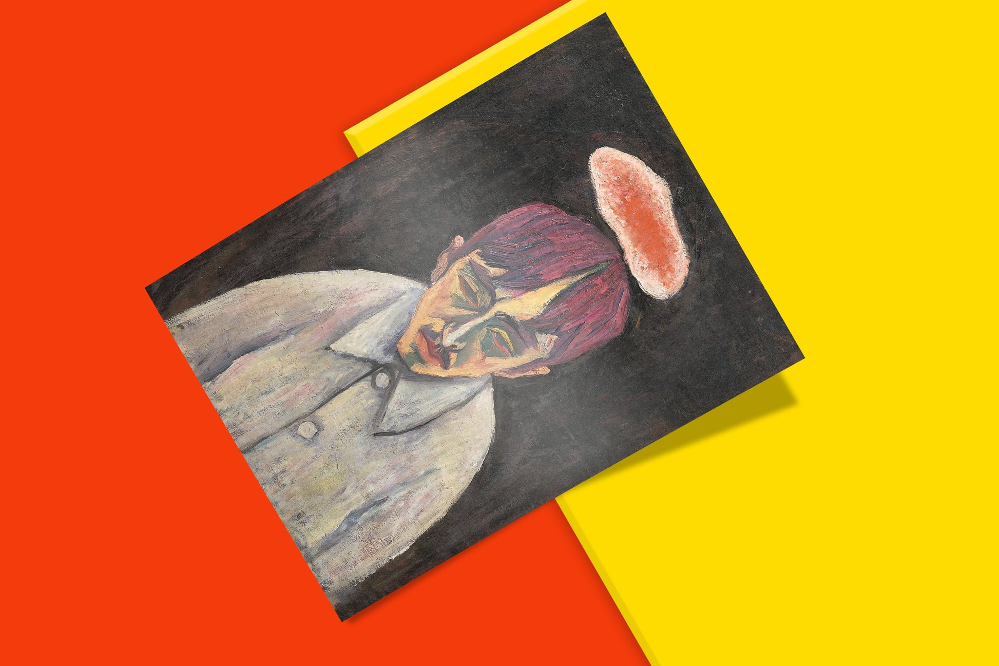 Museum-quality replica of Tetsugorō Yorozu's 'Self-Portrait with Clouds,' a renowned masterpiece of Japanese modern art, perfect for art collectors and interior design.