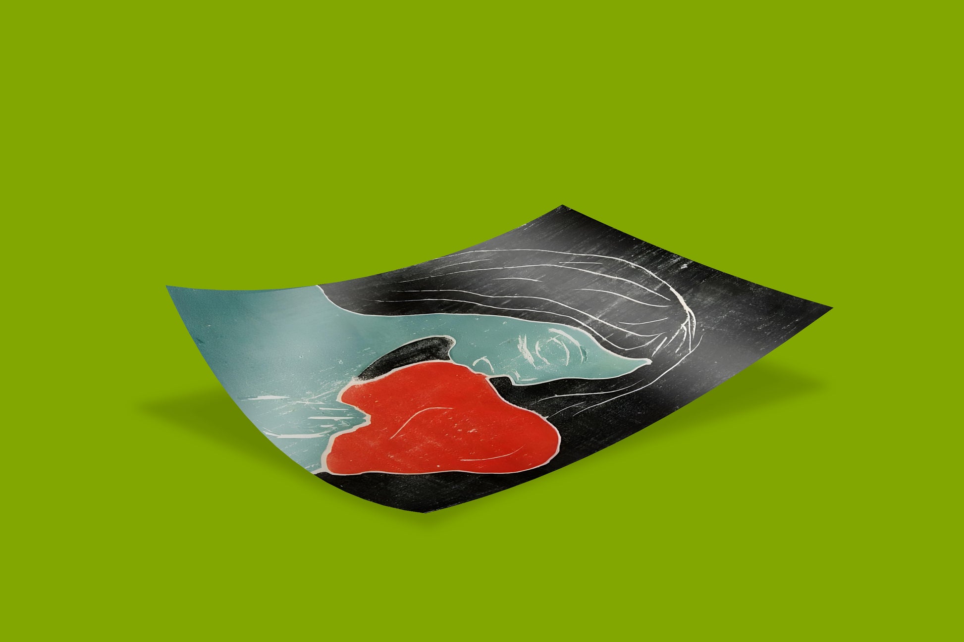 Close-up of the Edvard Munch 'Two Heart' art print, showcasing vivid colors and matte finish, ideal for contemporary home decor.