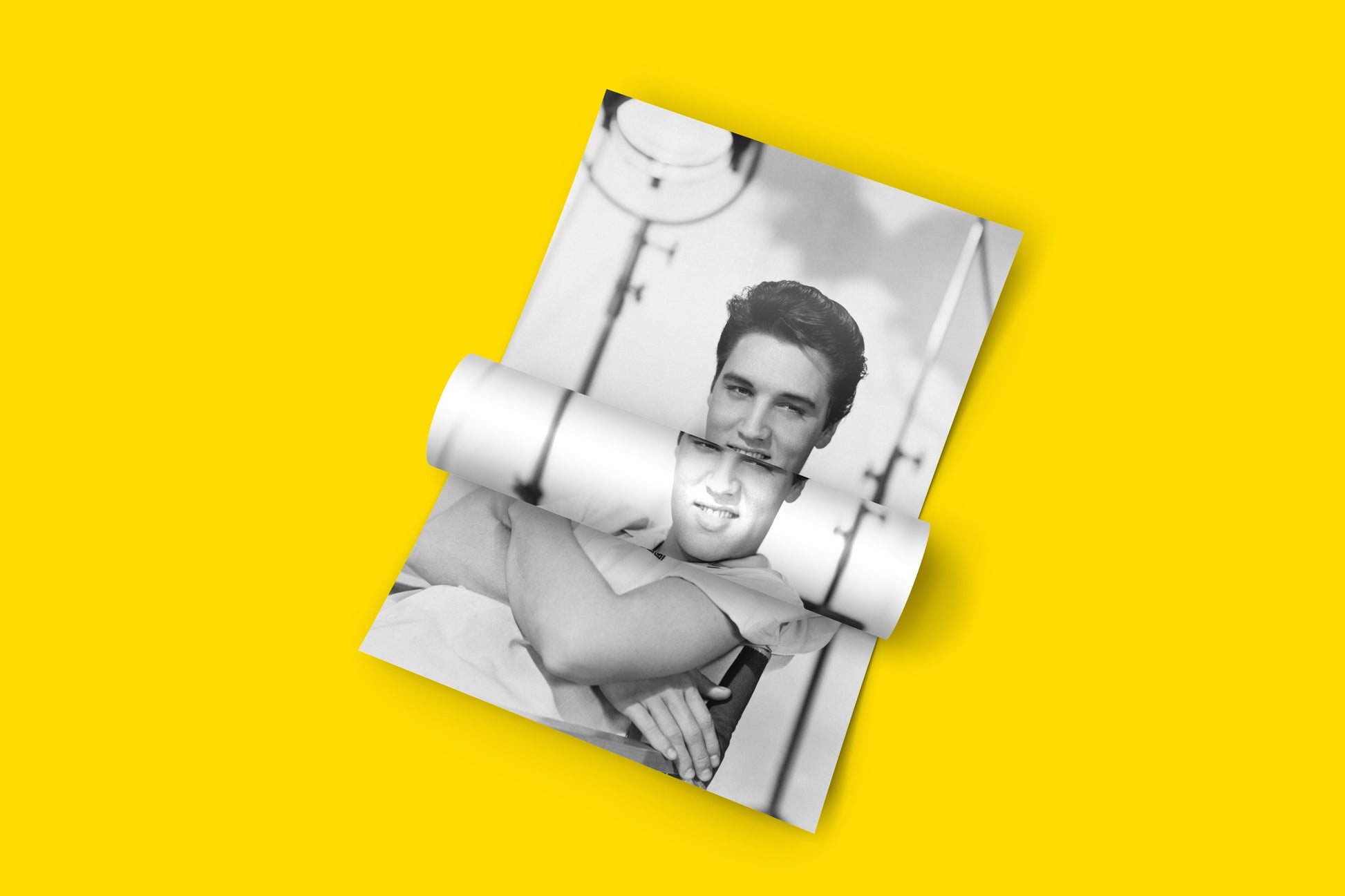 Legendary musician Elvis Presley in a striking 1958 portrait, ideal for collectors seeking unique art prints and historical wall art.