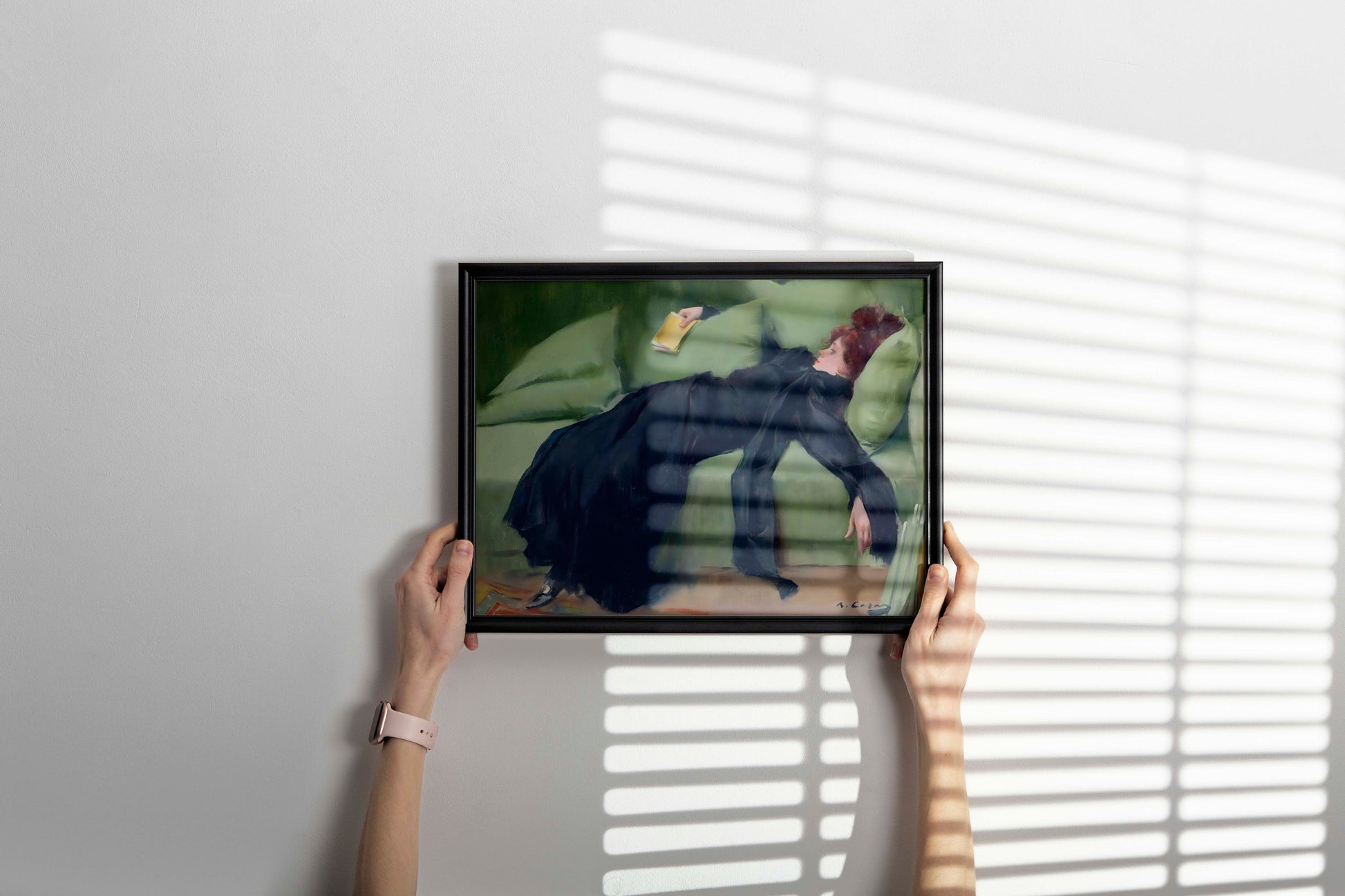 Iconic Spanish painting 'Jove Decadent' by Ramón Casas, available as a gallery-quality art print, showcasing turn-of-the-century European art, an exquisite addition to any home's wall decor.