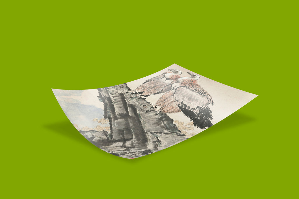 An authentic reproduction of the original Xu Beihong "Two Condors" painting, ideal as a statement piece of wall art.