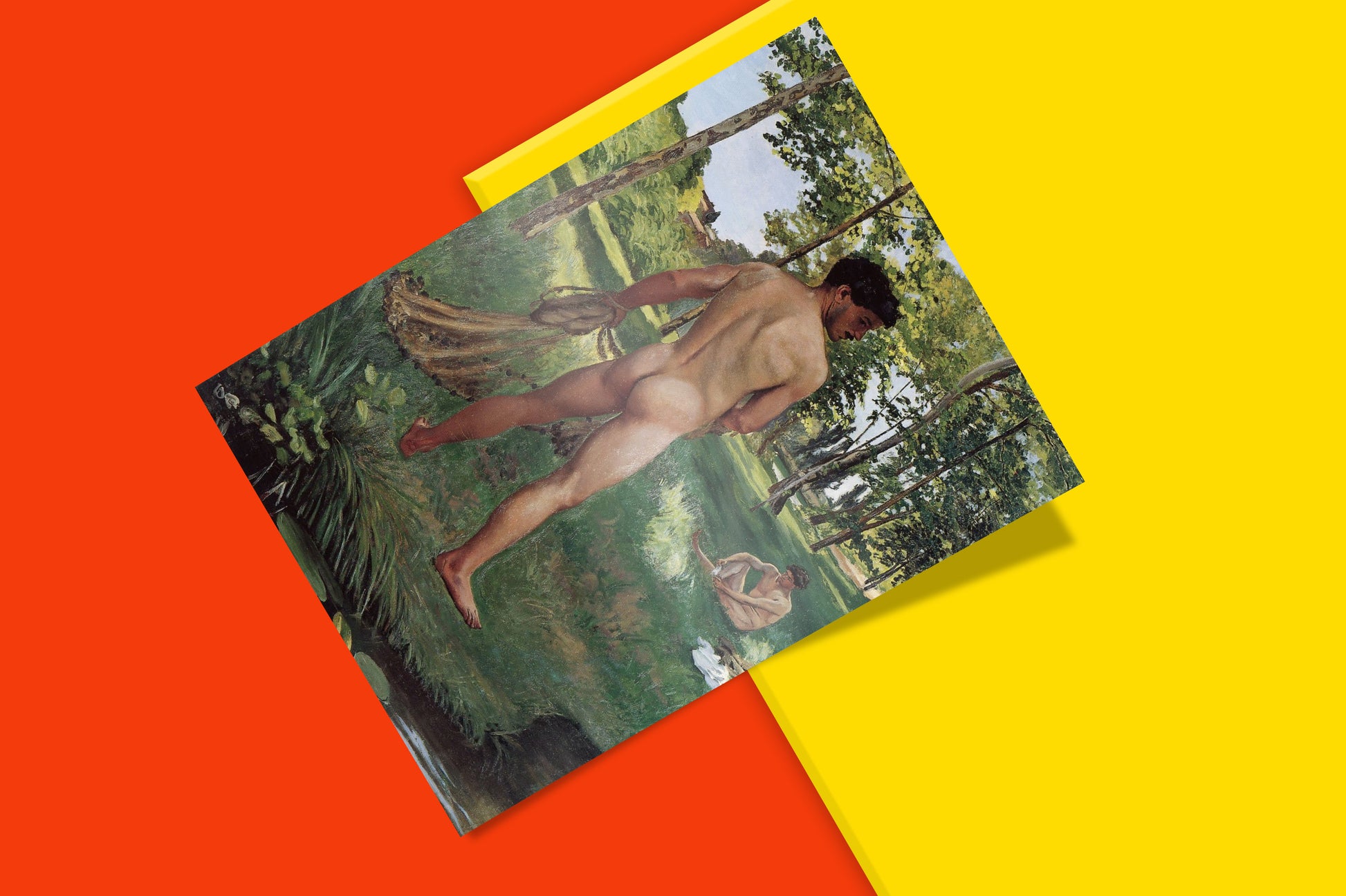"Fisherman with a Net" by Frédéric Bazille, a seminal piece of queer art from the Impressionist movement, available as a vibrant, high-definition art print.