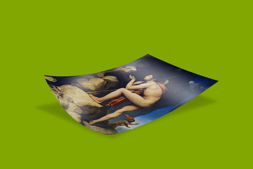 Premium classical mythology art print of Jean-Auguste-Dominique Ingres' Oedipus and the Sphinx, ideal wall art for art lovers and luxury home design projects