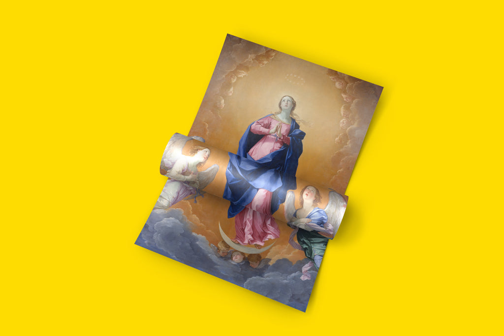 Reproduction of the altarpiece commissioned for the infanta of Spain, showcasing Reni's famous graceful style and ethereal figures.