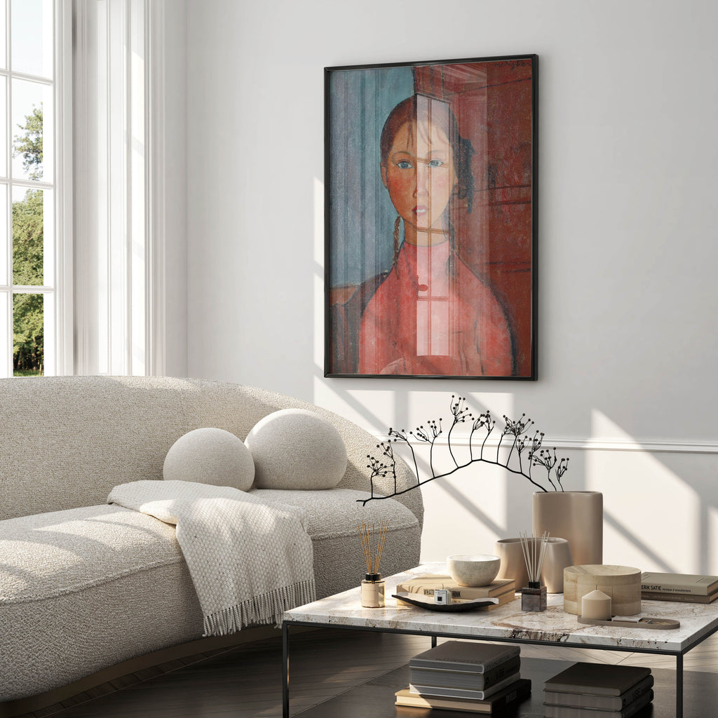 Vintage Modigliani child portrait fine art wall print, museum-quality giclée reproduction with vivid colour accuracy