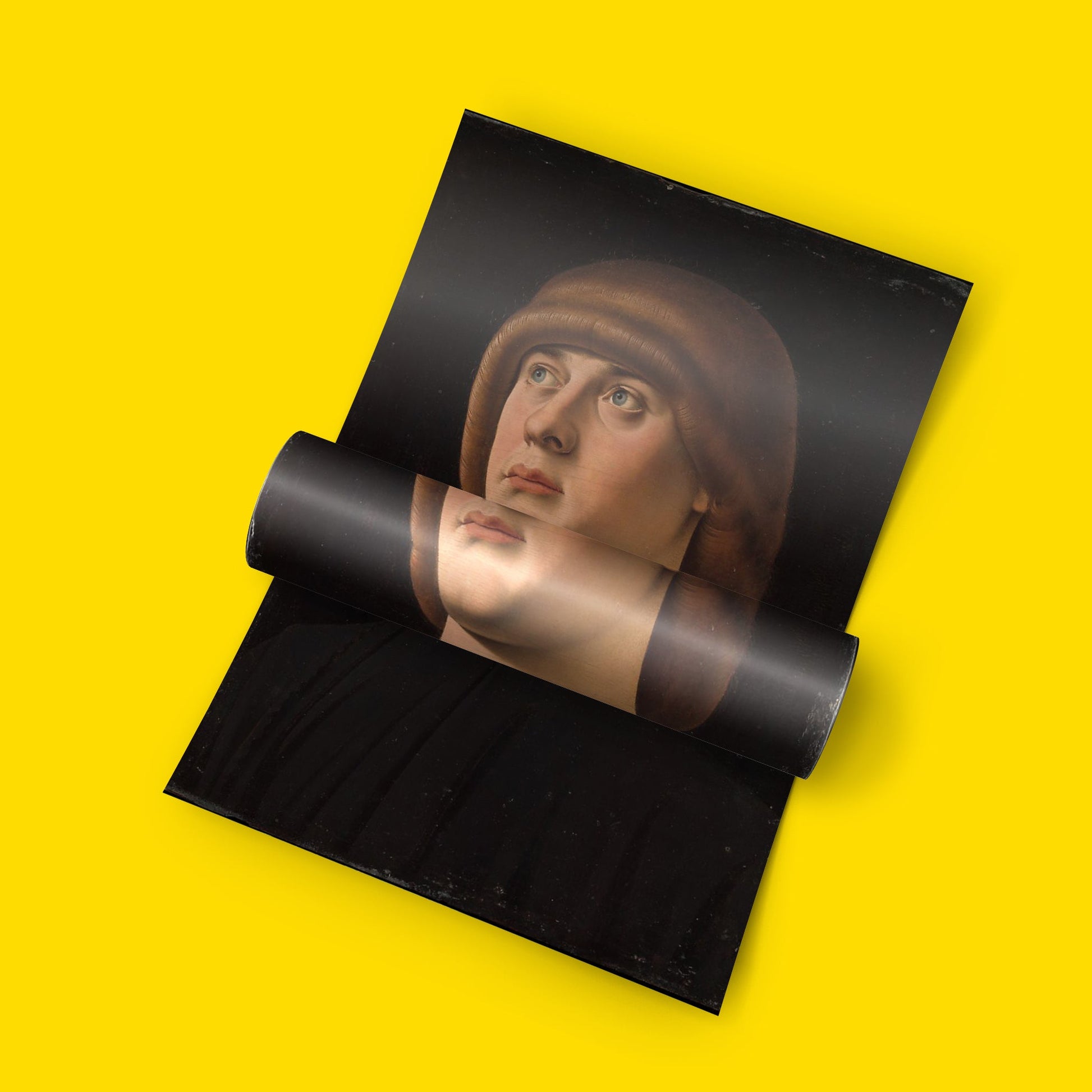 Renaissance wall art poster, Portrait of a Young Man by Jacometto Veneziano, Italian master painting print with zazzera hairstyle