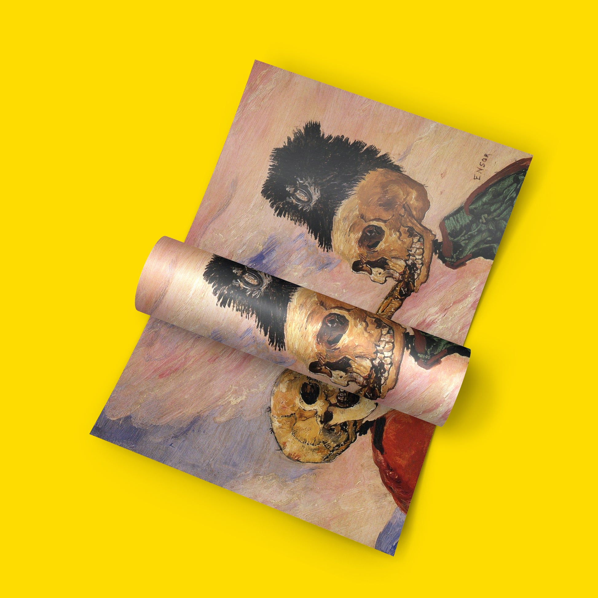 James Ensor 1891 oil painting Skeletons Fighting Over a Pickled Herring, high-quality poster print for home décor