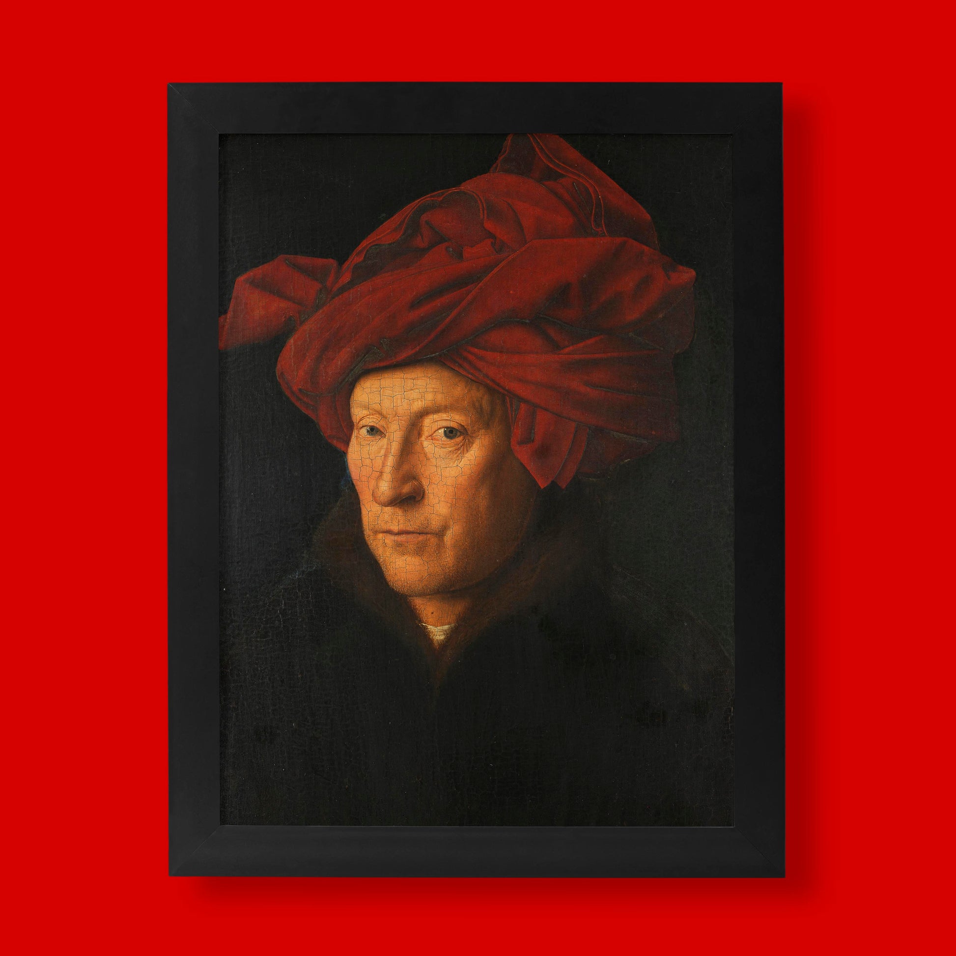A giclée fine art print of Jan van Eyck's 'Portrait of a Man (Self Portrait?)', a renowned Old Master painting, perfect for wall art.