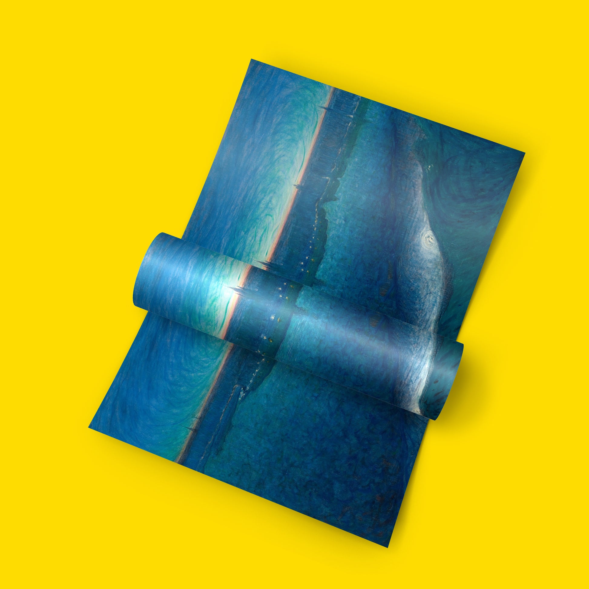 Eugène Jansson Dawn over Riddarfjärden framed art print hanging as elegant wall art in modern home interior, showing blue Stockholm nocturne painting in black wooden frame with museum-quality giclée printing