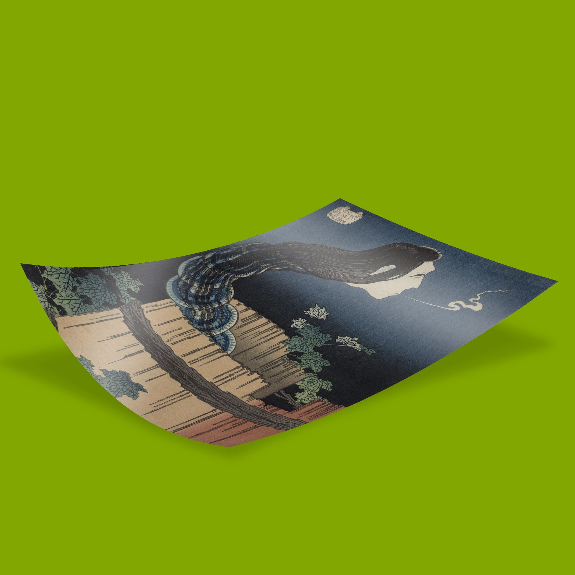 Rare Katsushika Hokusai ghost woodblock art print, The Mansion of the Plates, ART SNOB giclée reproduction on FSC-certified paper, luxury wall art for collectors