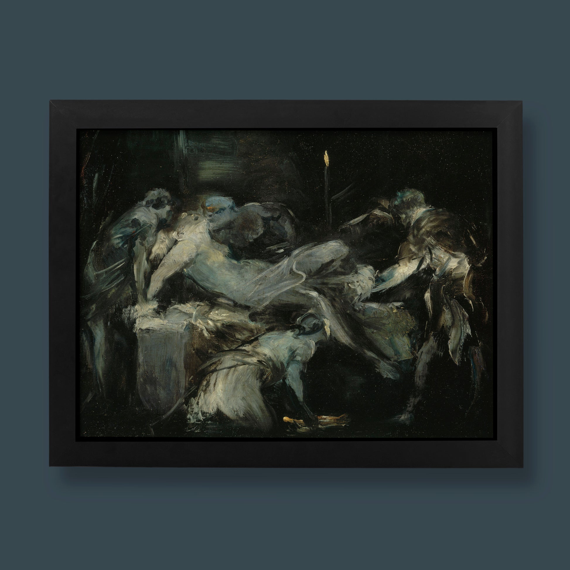 Jean-Baptiste Carpeaux Scene of Childbirth fine art print featuring dramatic chiaroscuro lighting and emotional intensity, perfect wall art for contemporary homes and art collectors