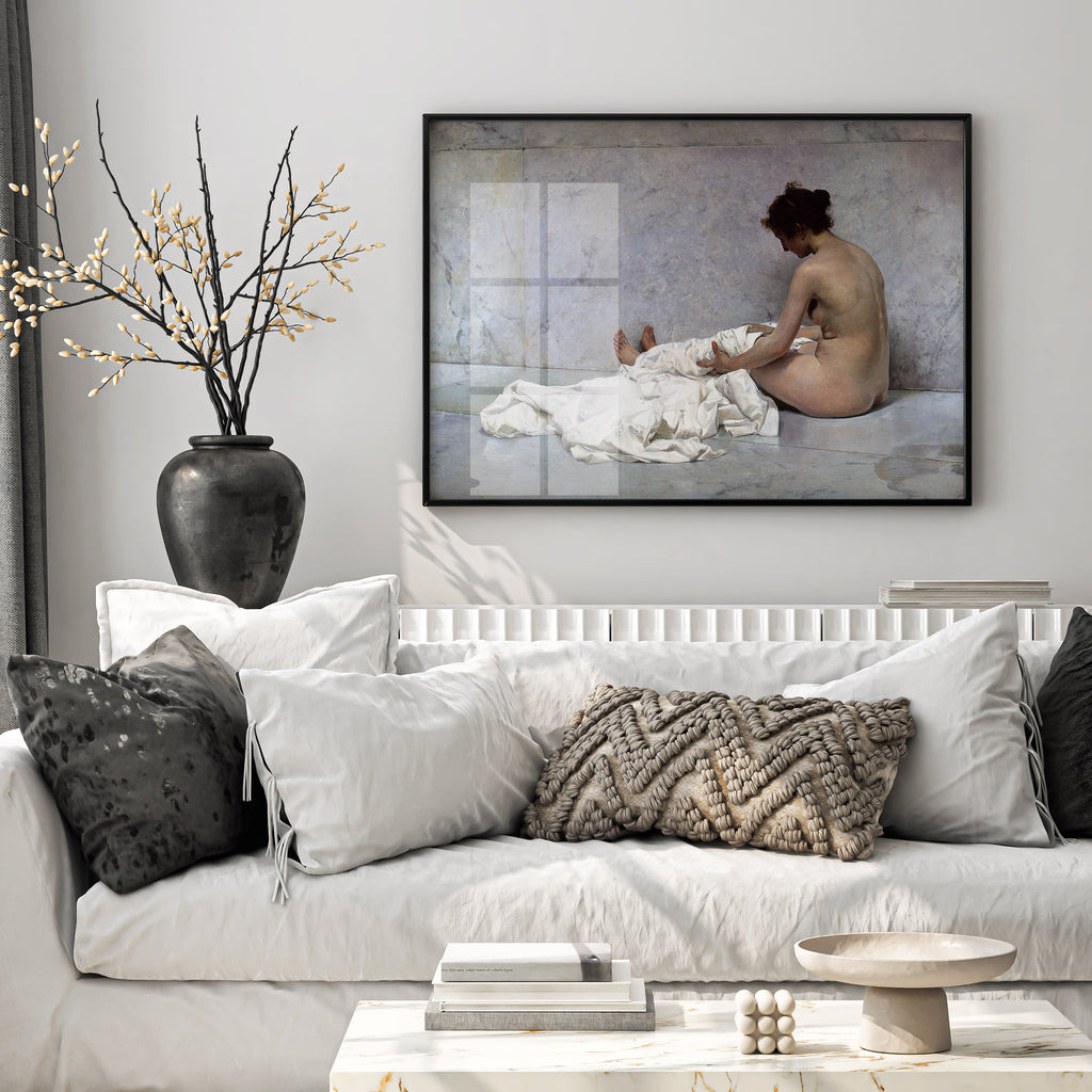 Classic fine art painting print, After Bathing by Joaquín Sorolla, art prints for living room