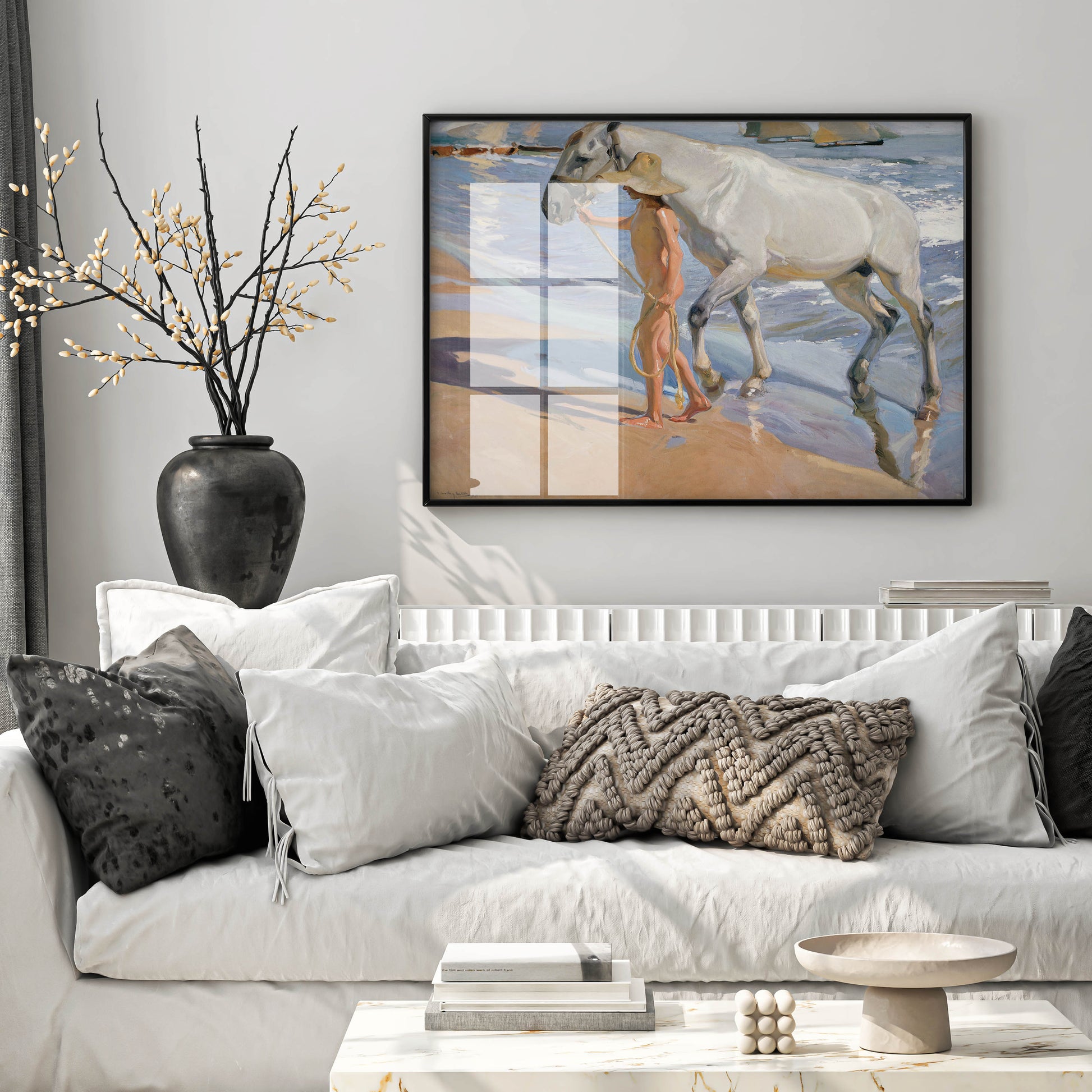 Museo Sorolla collection art print poster featuring The Horse's Bath, museum-quality reproduction on matte paper