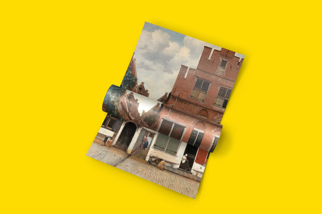 Authentic reproduction of Johannes Vermeer's 'The Little Street' showcasing a tranquil 17th-century Delft landscape.
